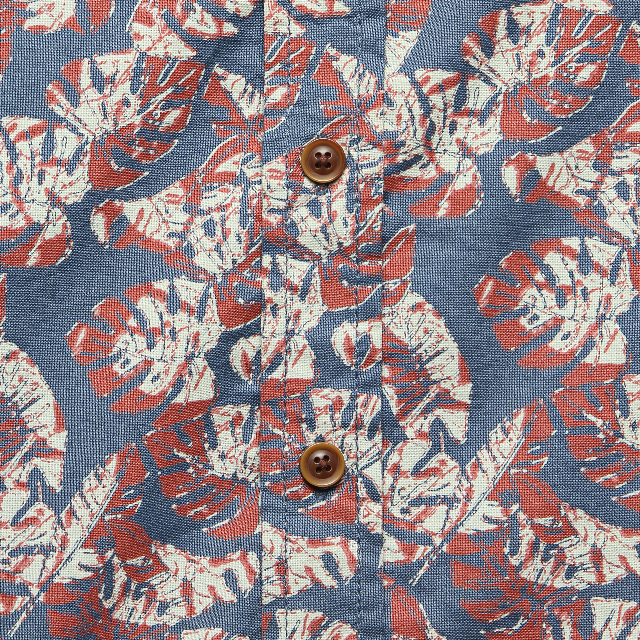 Floral Printed Gauze Shirt - Faded Navy/Red/Cream - Image 3
