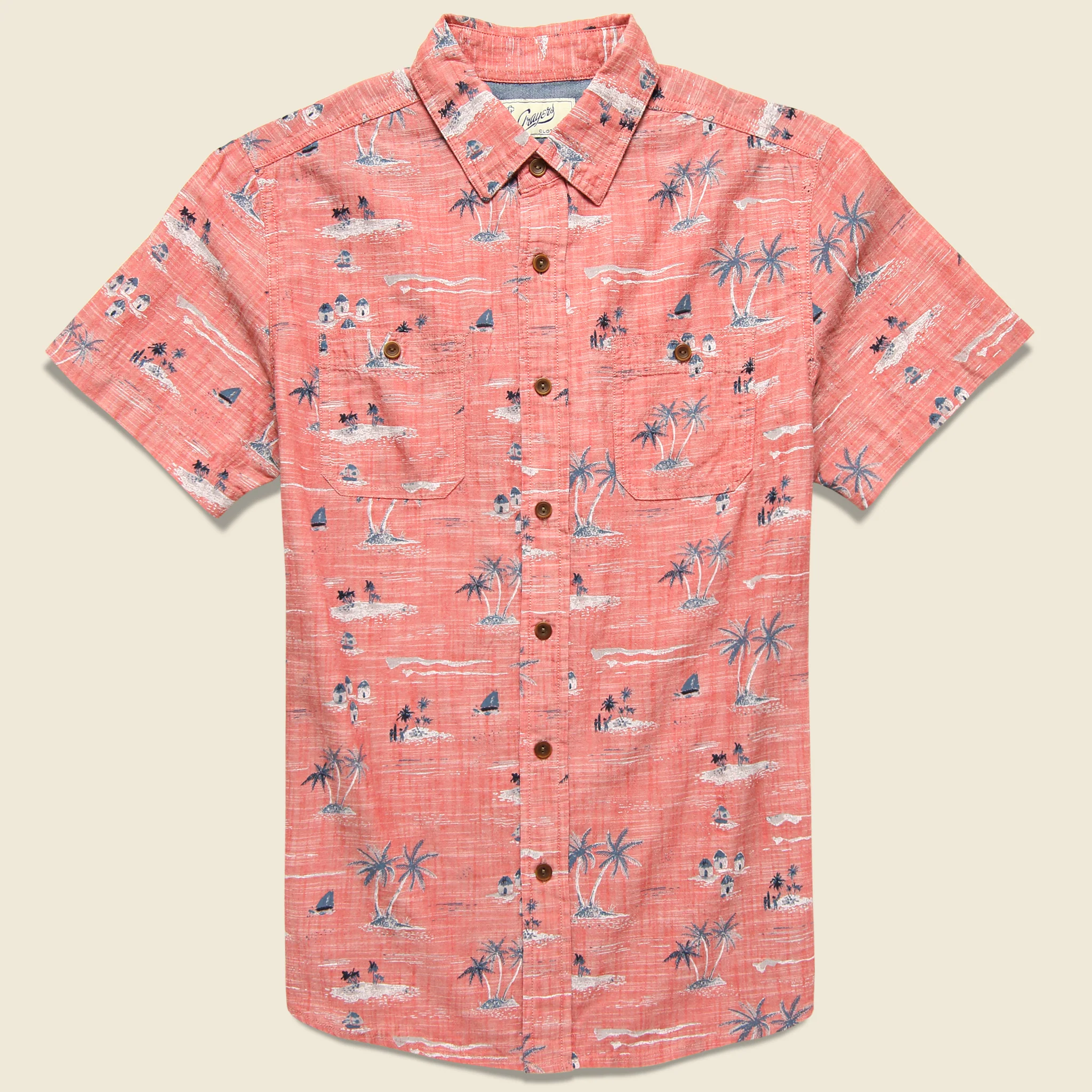 Giligans Printed Chambray Shirt - Dusty Cedar