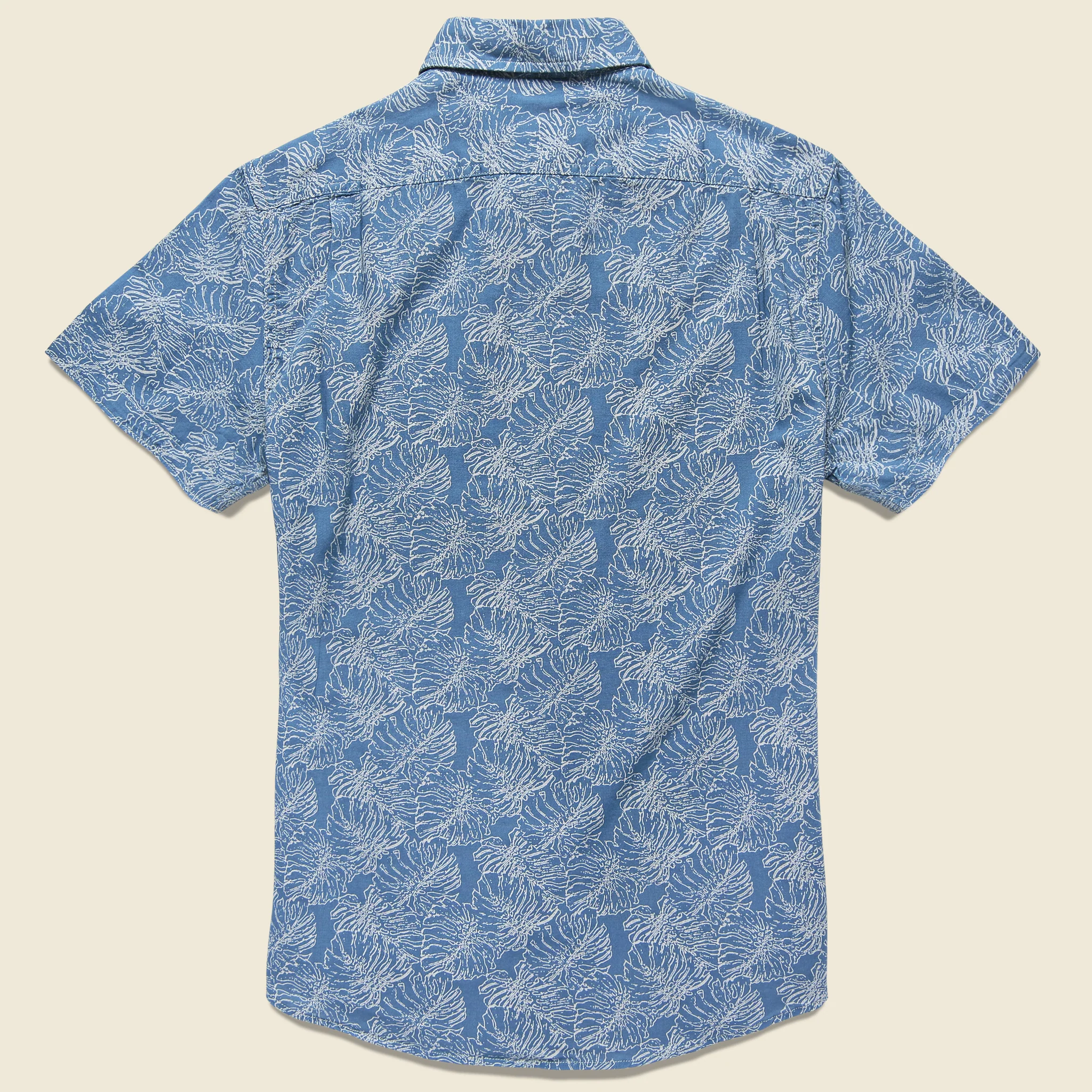 Leaf Print Summer Weave Shirt - Moonlight Blue - Image 2