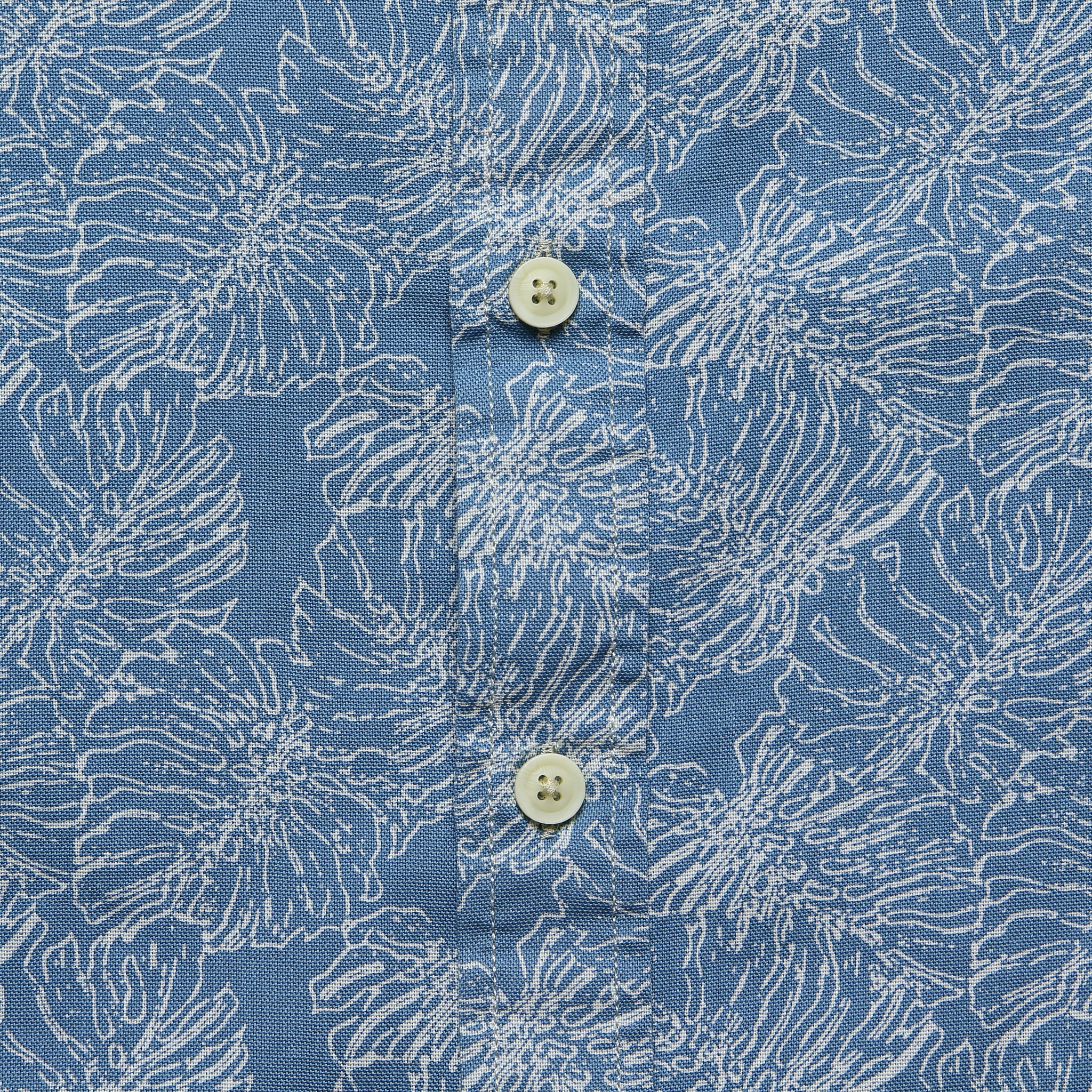 Leaf Print Summer Weave Shirt - Moonlight Blue - Image 3