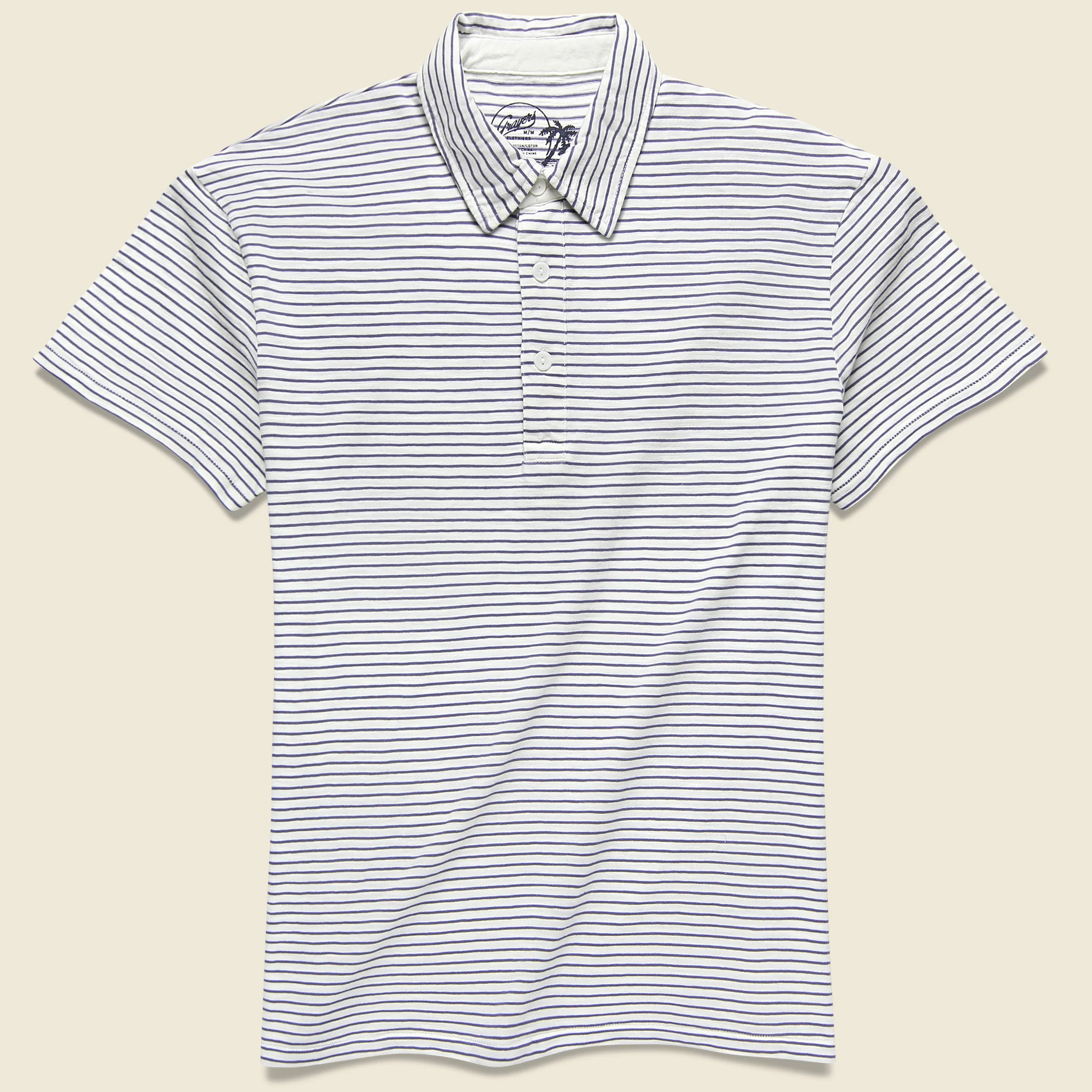 Malaga Cove Stripe Polo - Antique White