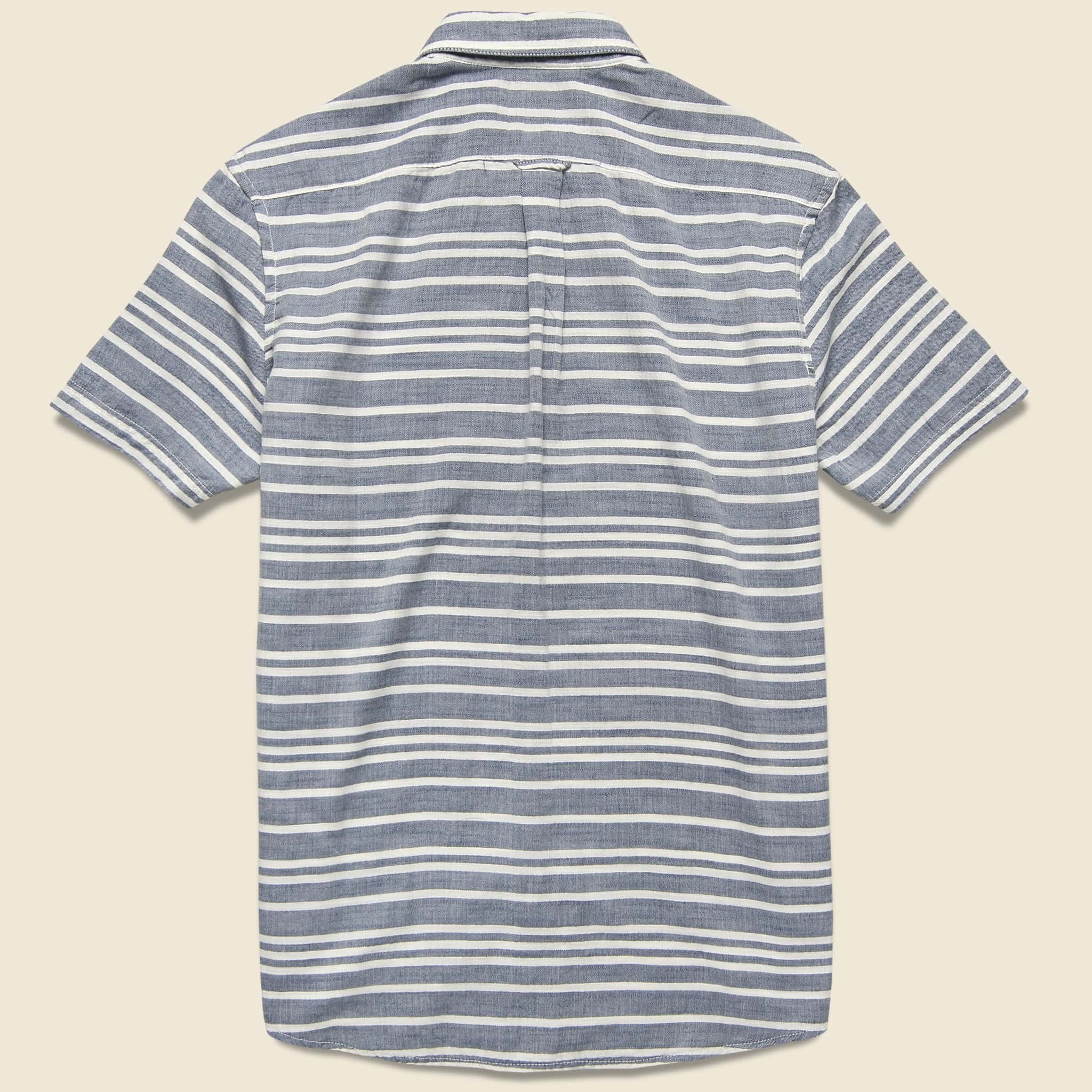 Trevor Horizontal Slub Twill Shirt - Navy/Cream - Image 2