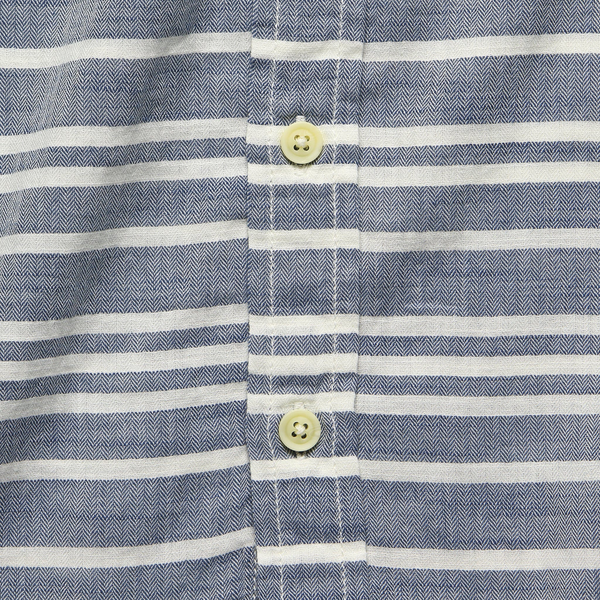 Trevor Horizontal Slub Twill Shirt - Navy/Cream - Image 3
