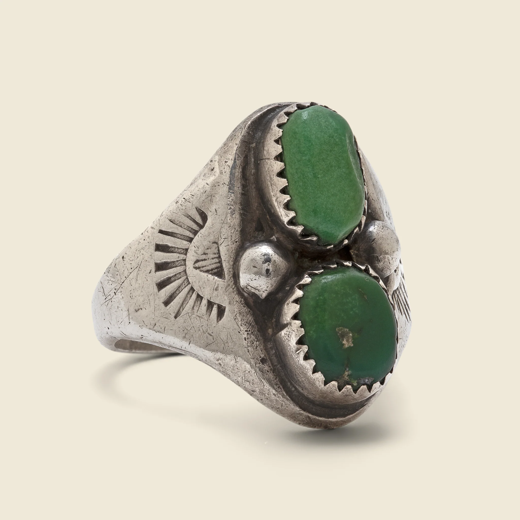 Green Turquoise Dual Stone Ring