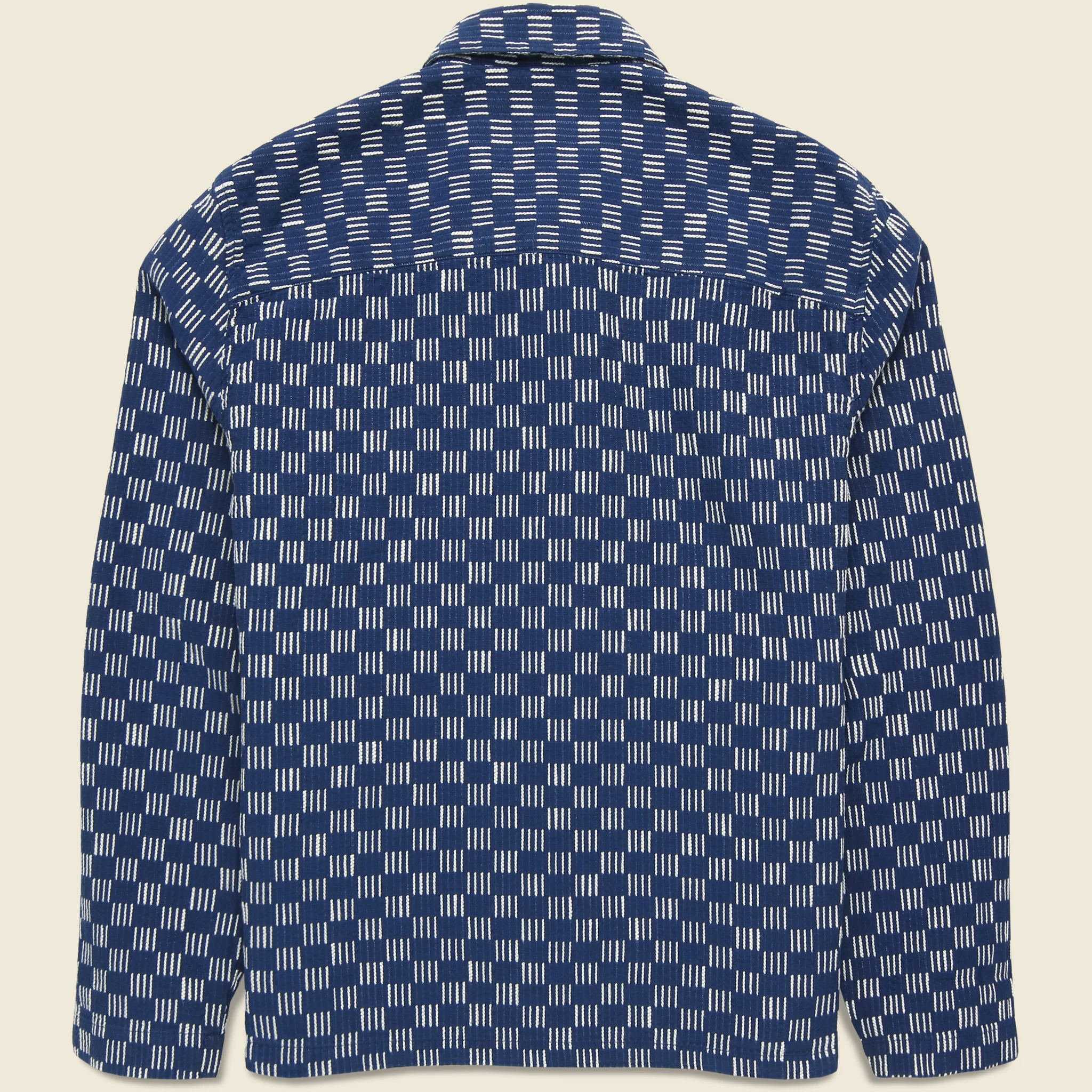Grid Stitch Breton Overshirt - Indigo - Image 2