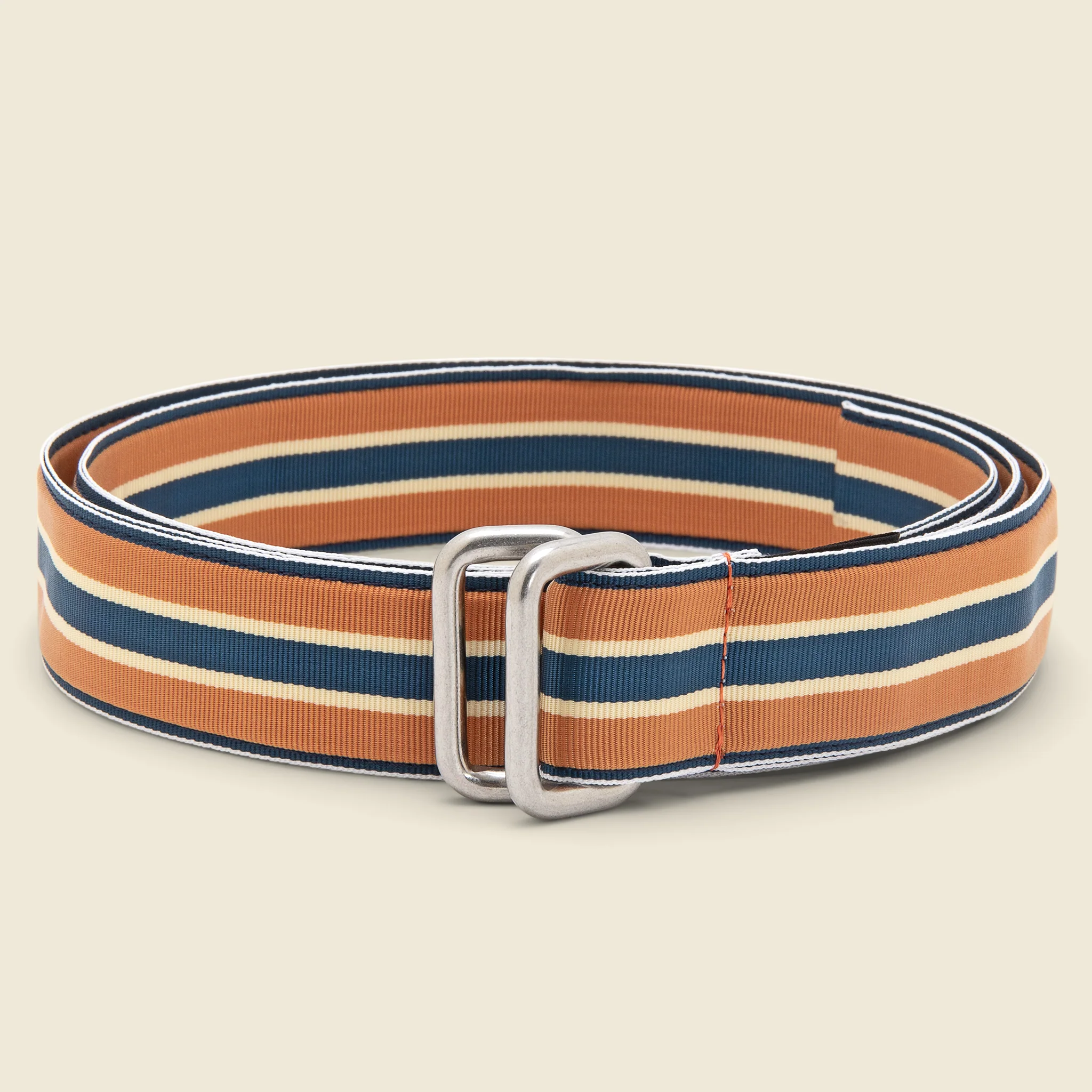 Grosgrain Tape Double Ring Belt - Orange