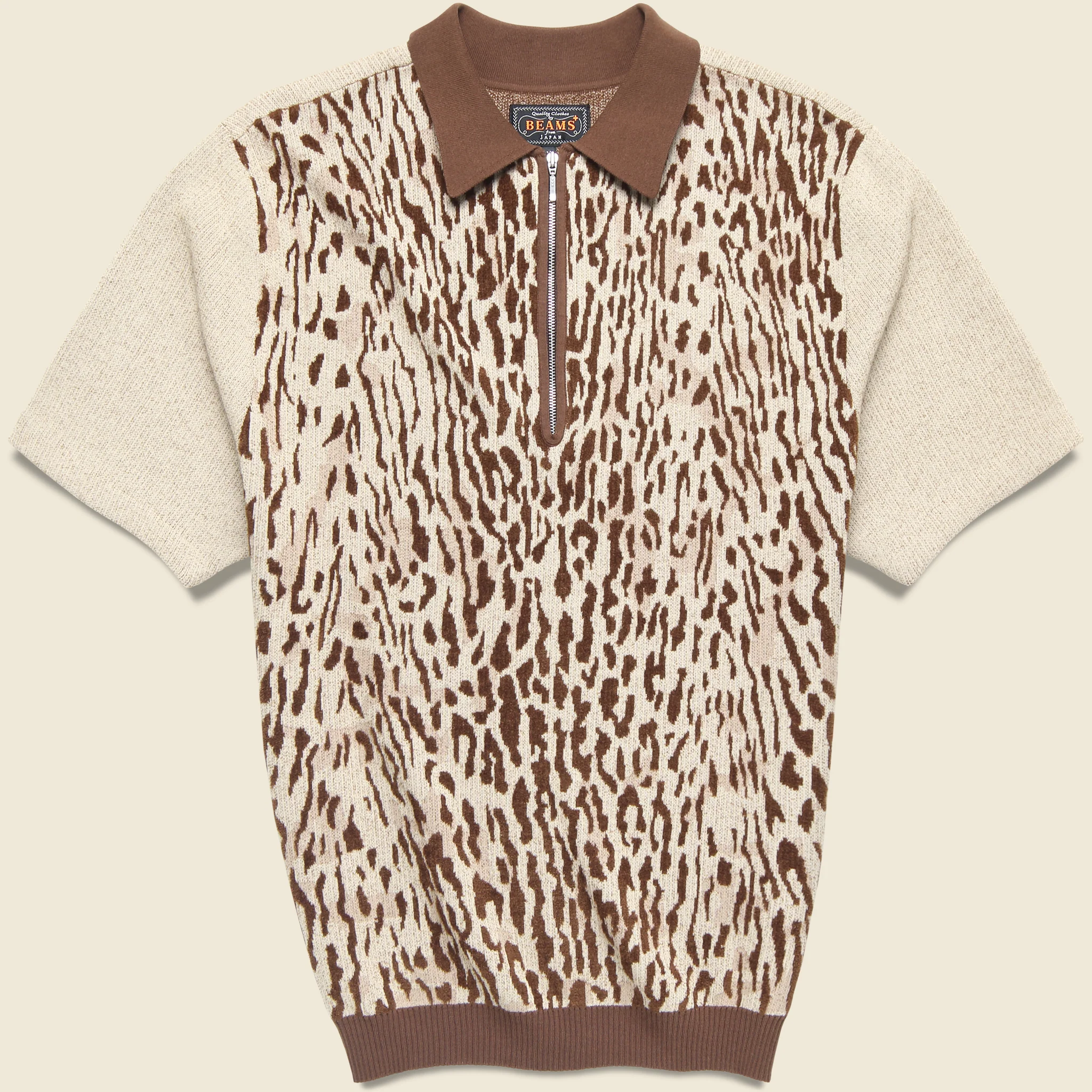 Half Zip Knit Polo - Giraffe