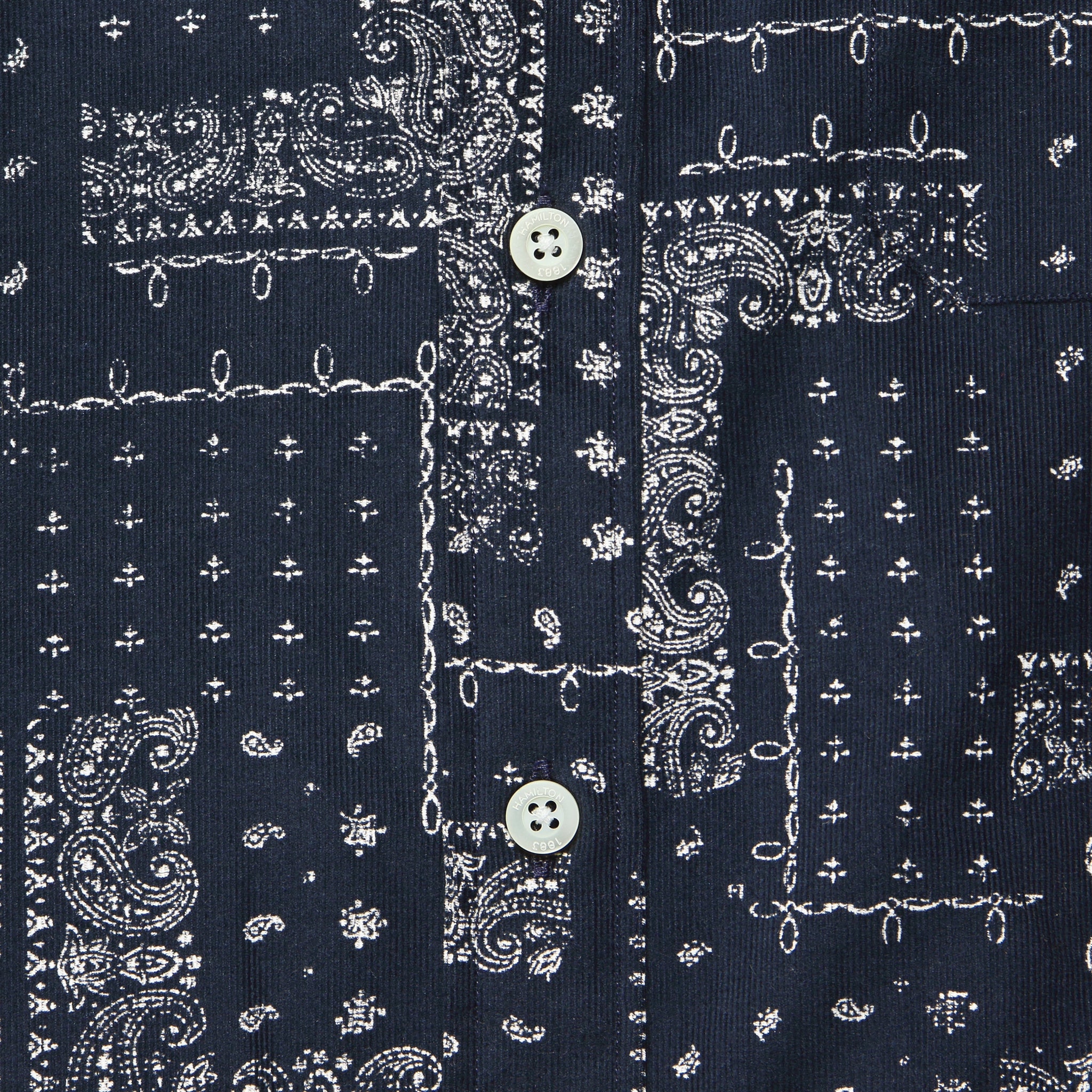 Bandana Print Corduroy Shirt - Navy - Image 3
