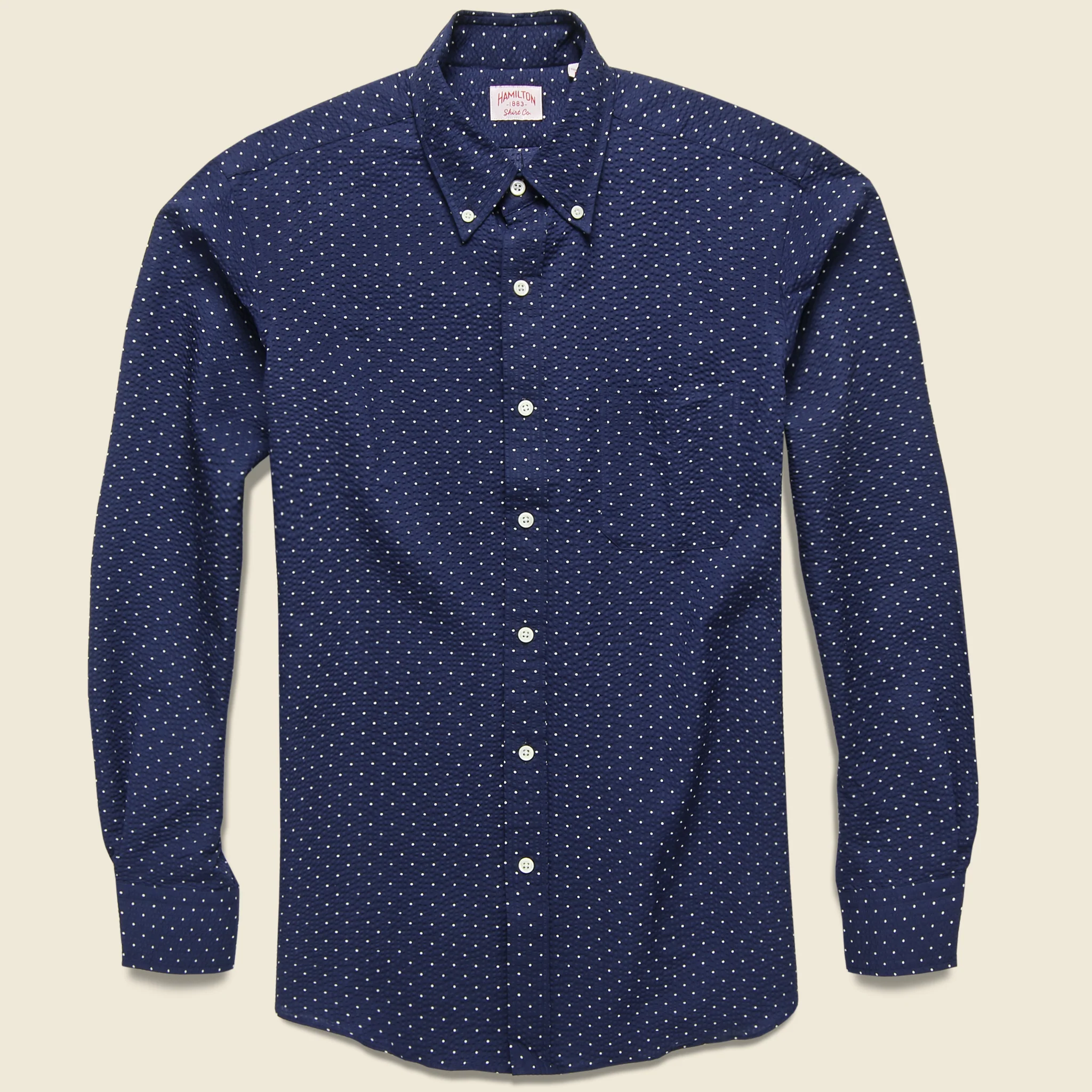 Hamilton - L/S Dot Print Seersucker Shirt, SS19