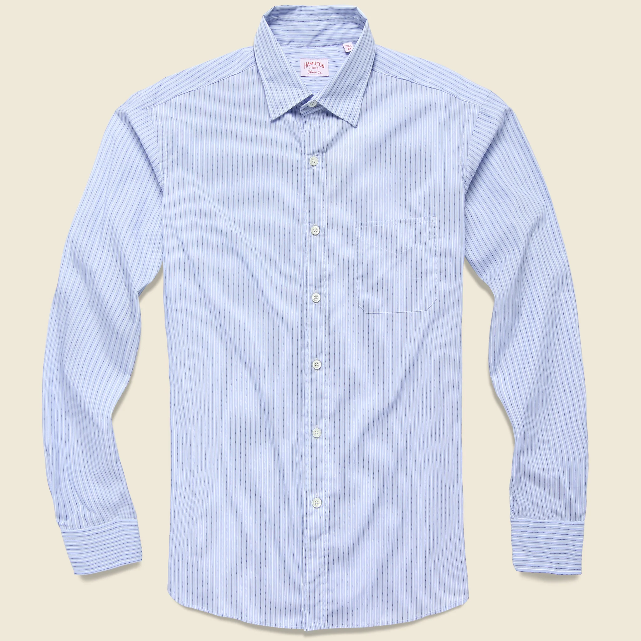 Poplin Stripe Shirt - White/Navy