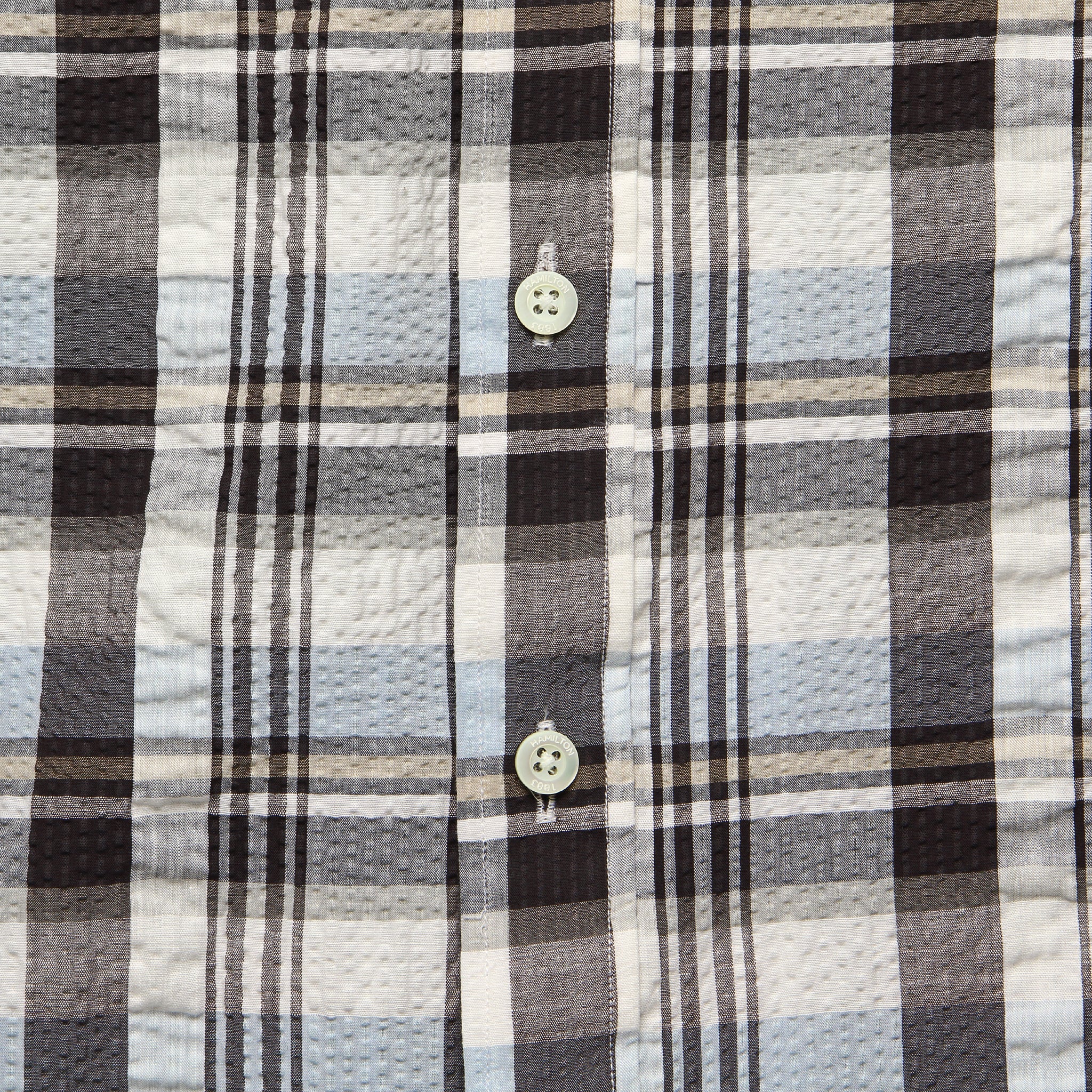 Plaid Seersucker Shirt - Brown/Grey - Image 3
