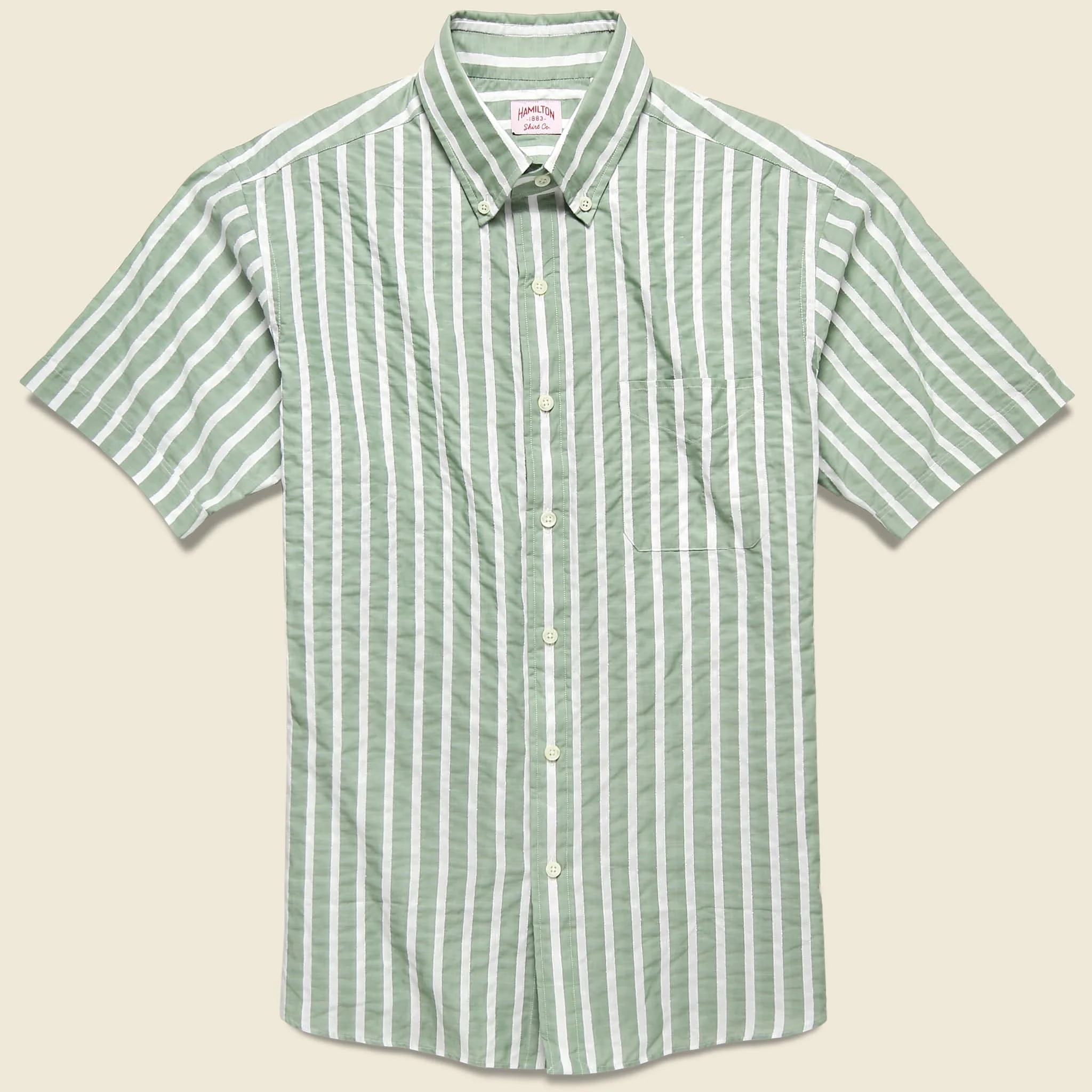 Textured Stripe Shirt - Sage/White