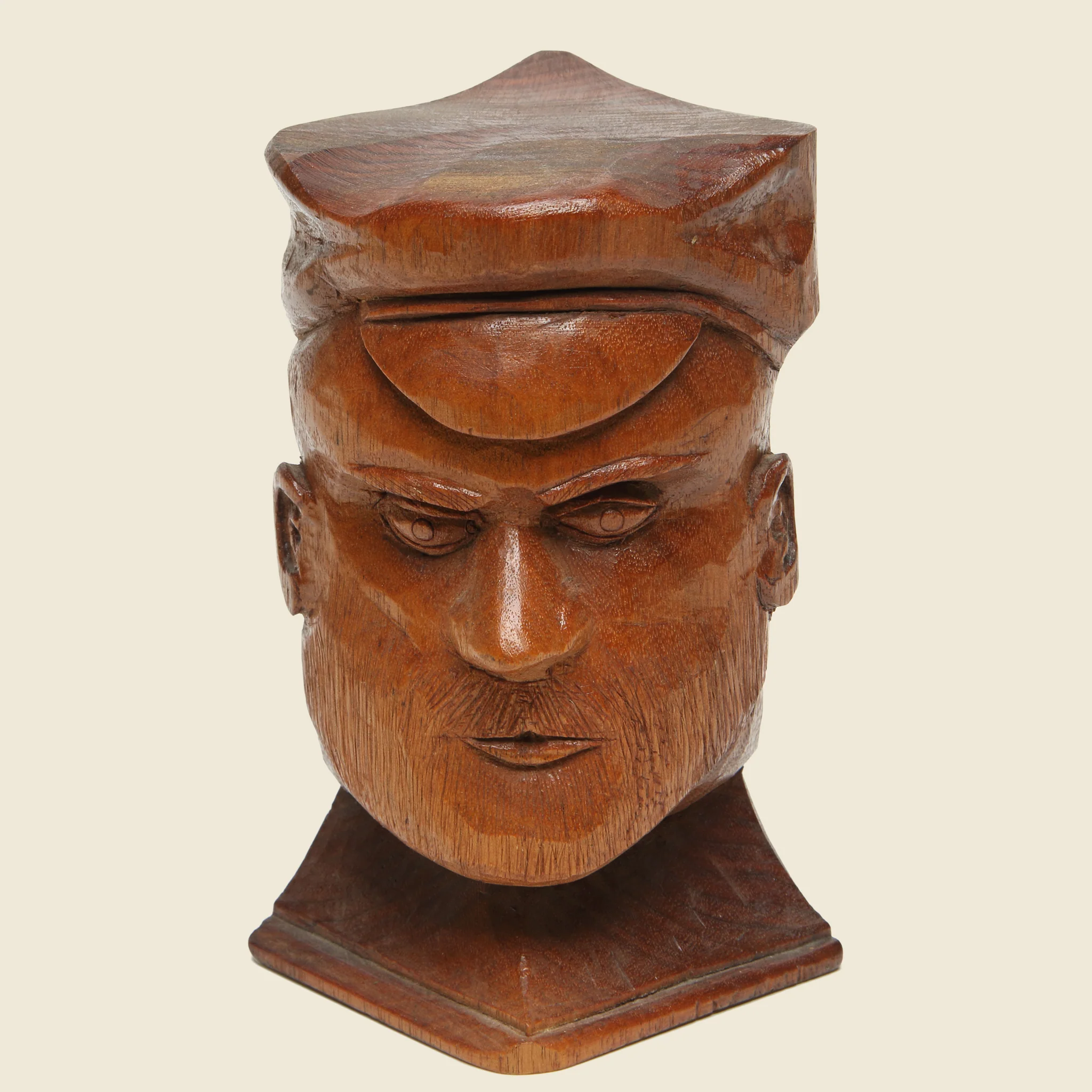 Hand-Carved Fisherman Wooden Bust