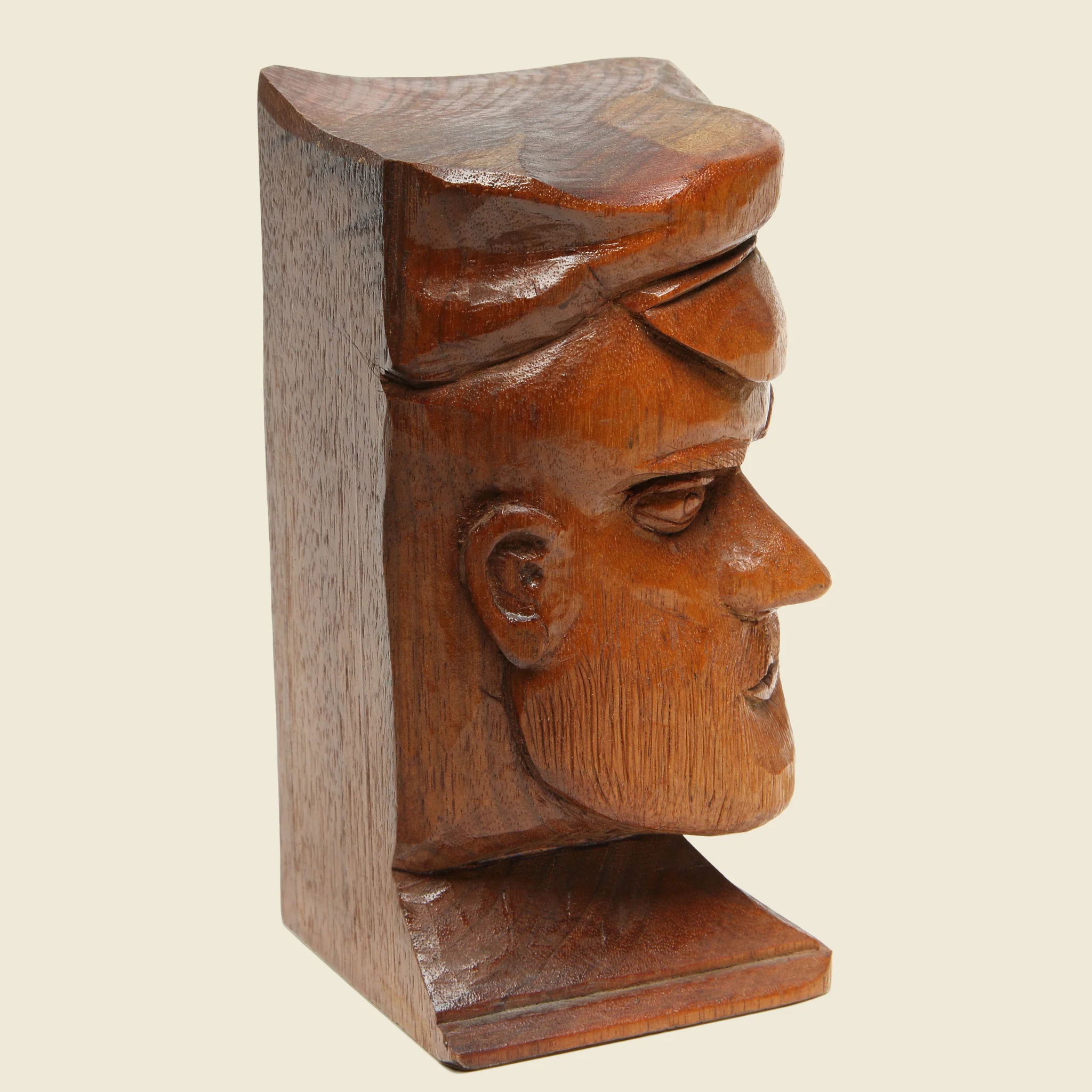 Hand-Carved Fisherman Wooden Bust - Image 2