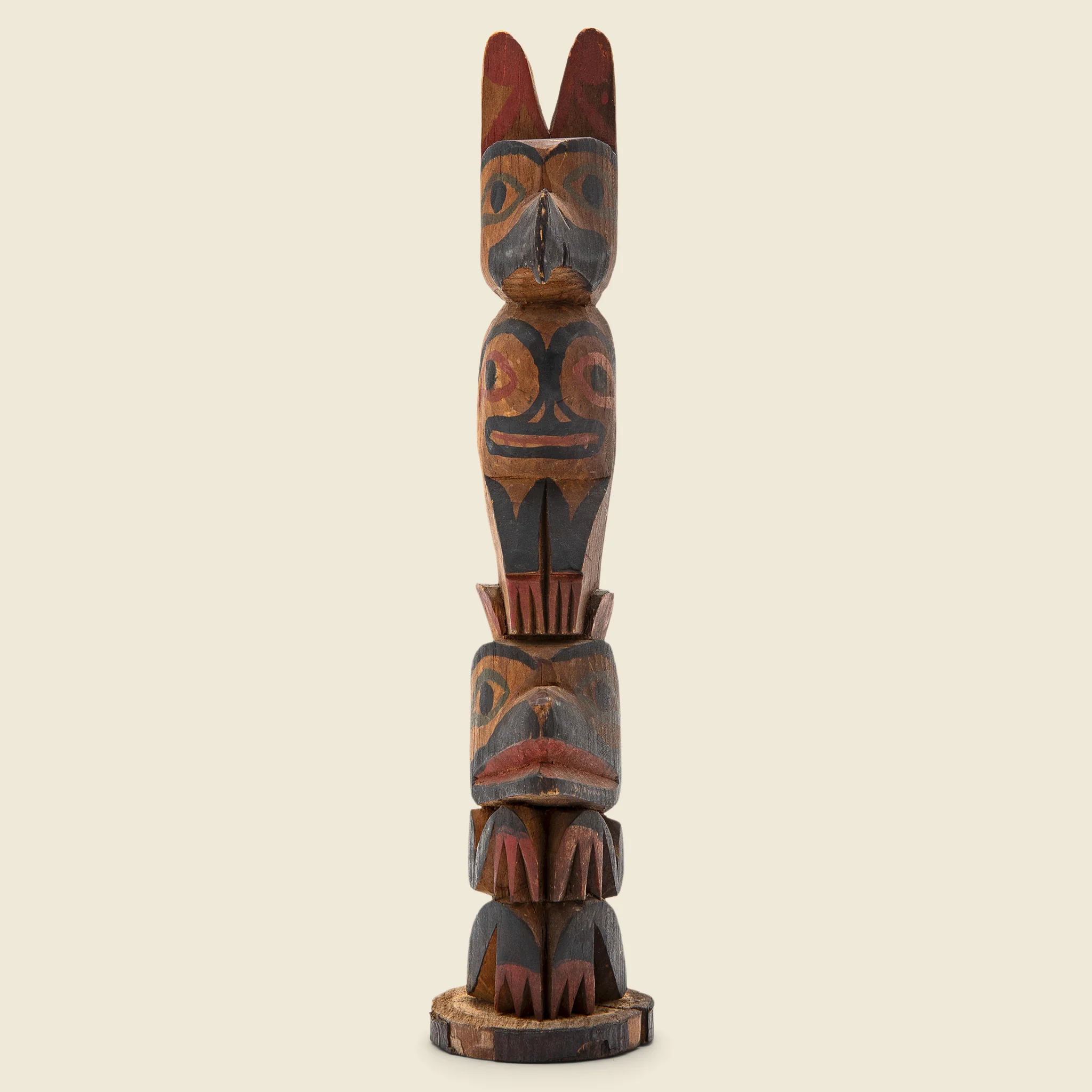 Hand-Carved Vintage Totem Pole