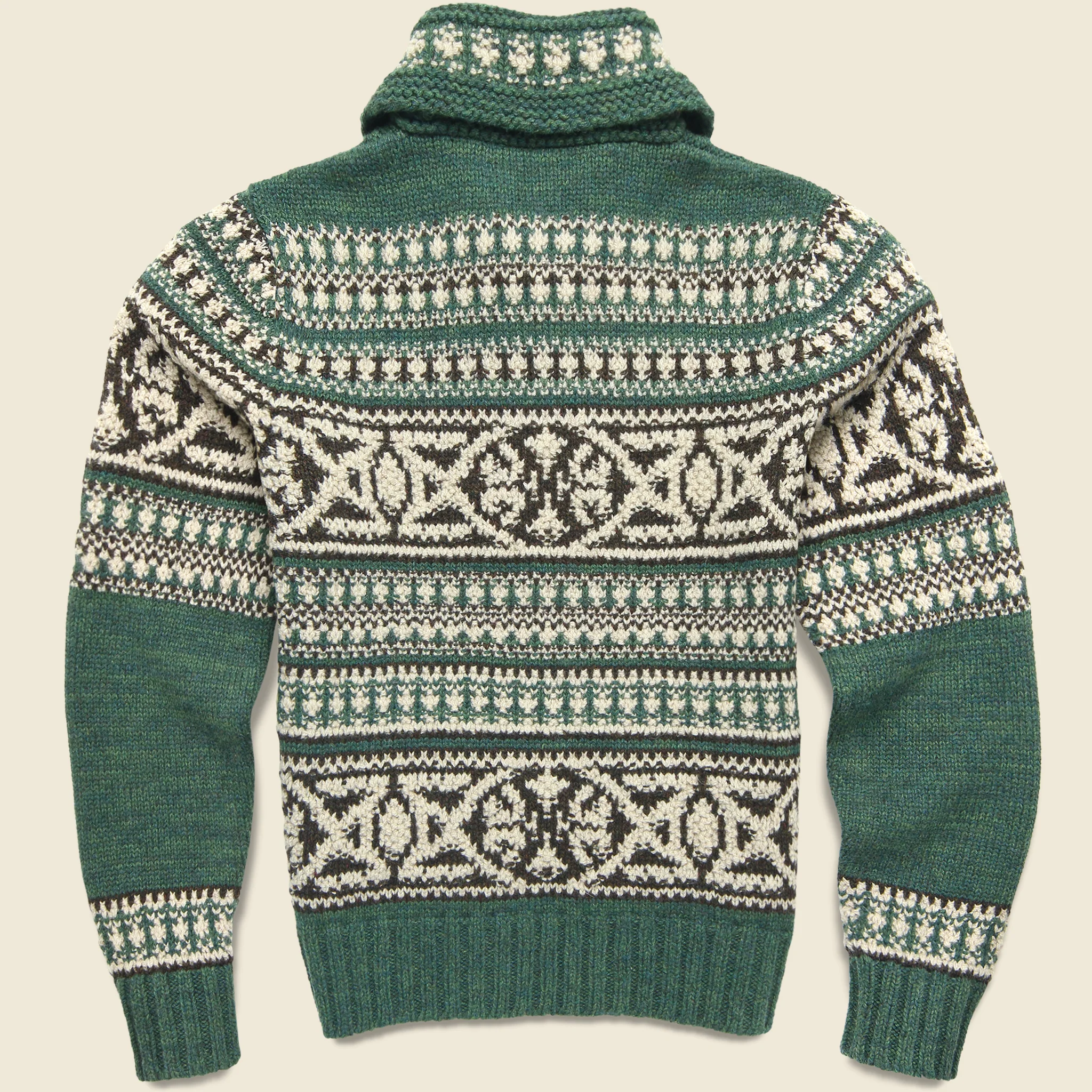 Hand-Knit Zip Cardigan - Green - Image 2