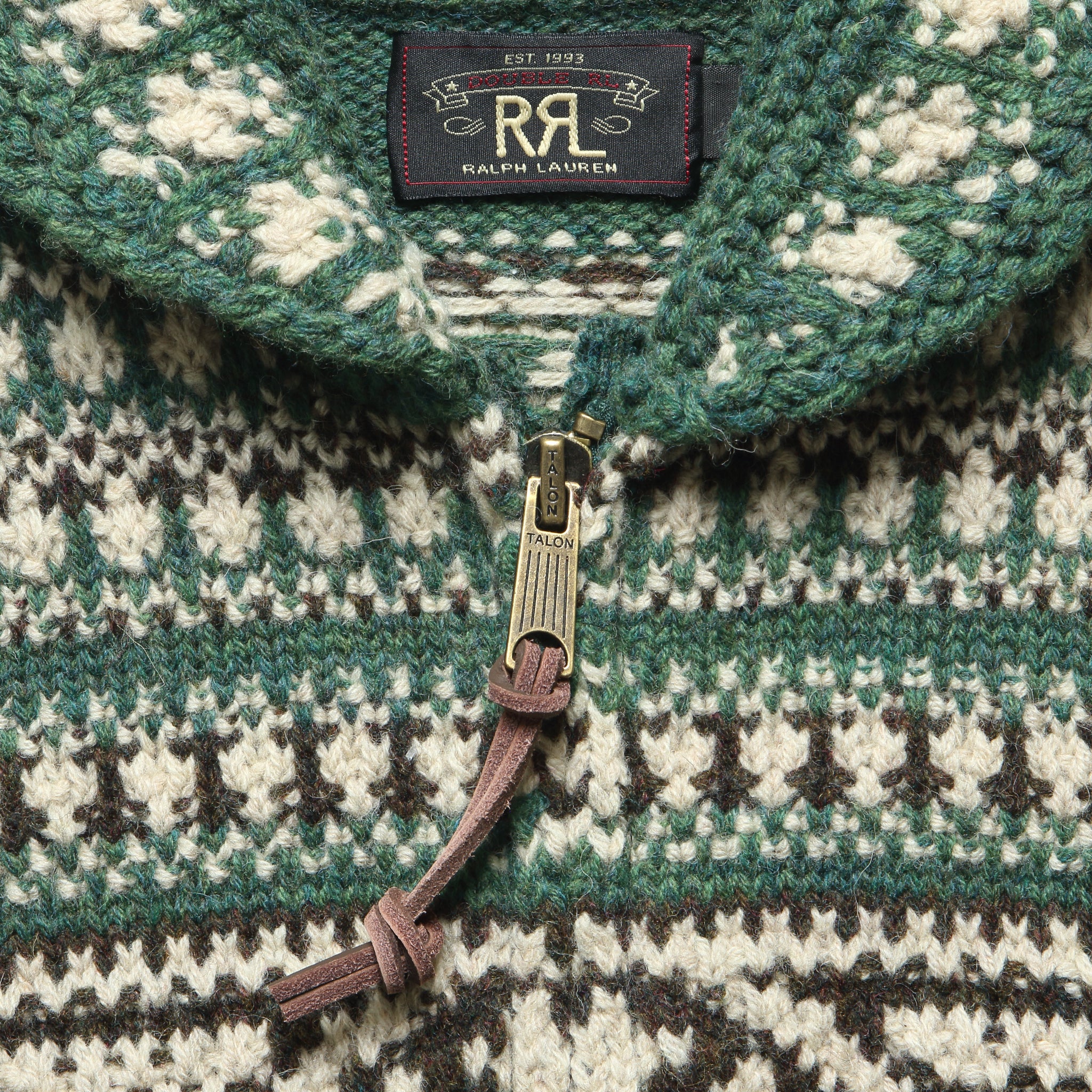 Hand-Knit Zip Cardigan - Green - Image 3