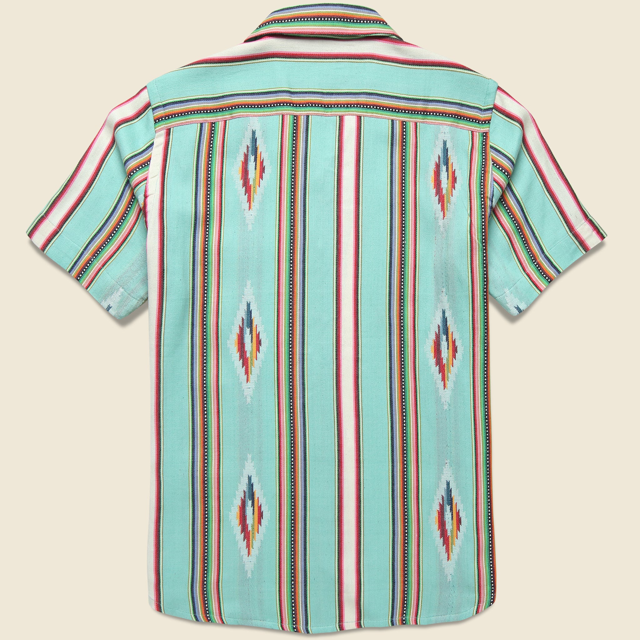 Handwoven Blanket Stripe Shirt - Ice Green - Image 5