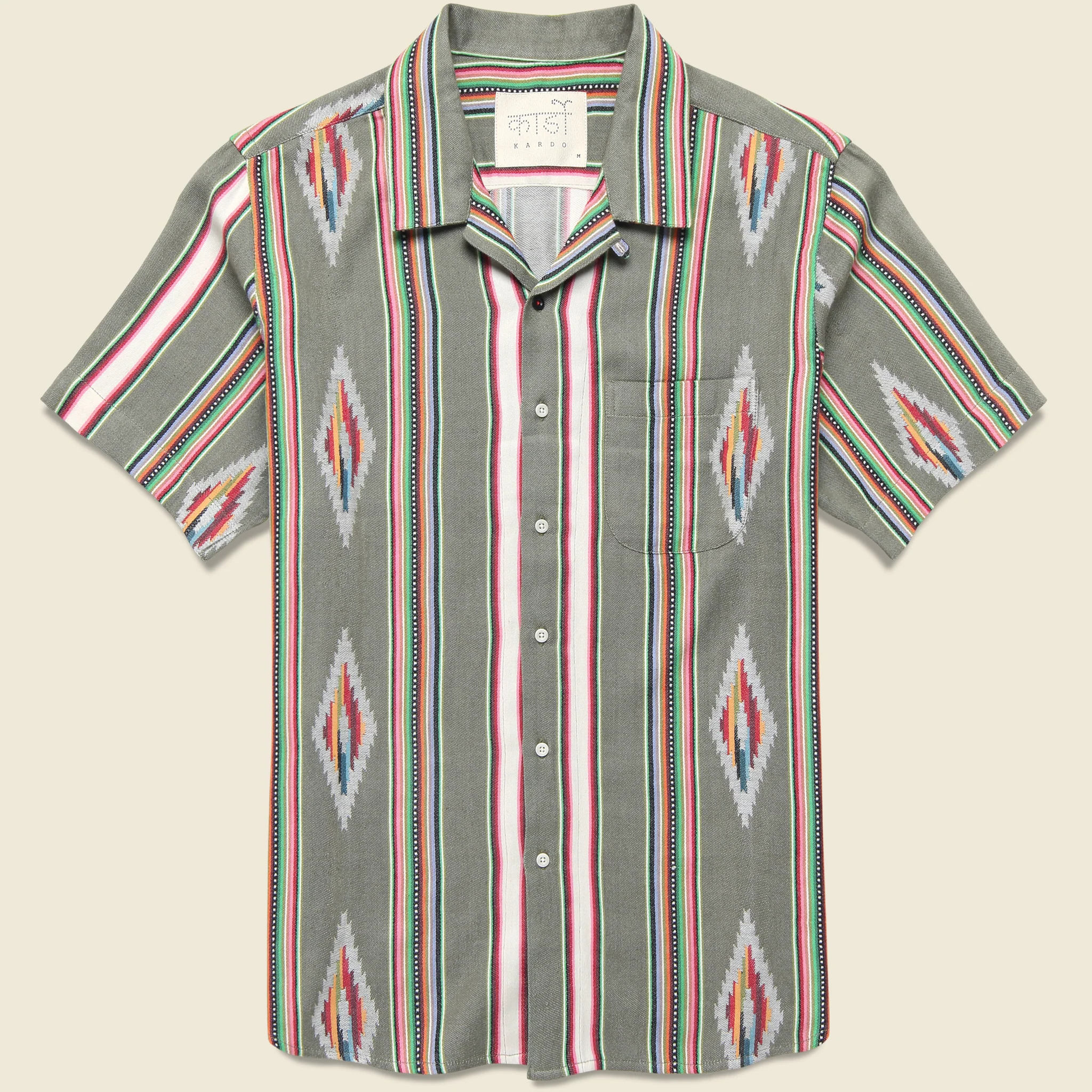 Handwoven Blanket Stripe Shirt - Olive