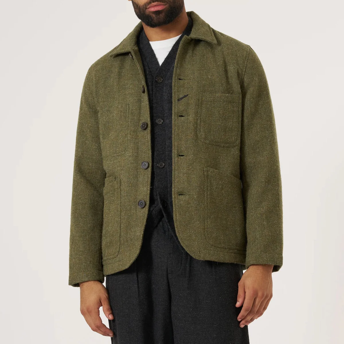 Harris Tweed Bakers Chore Jacket - Green - Image 2