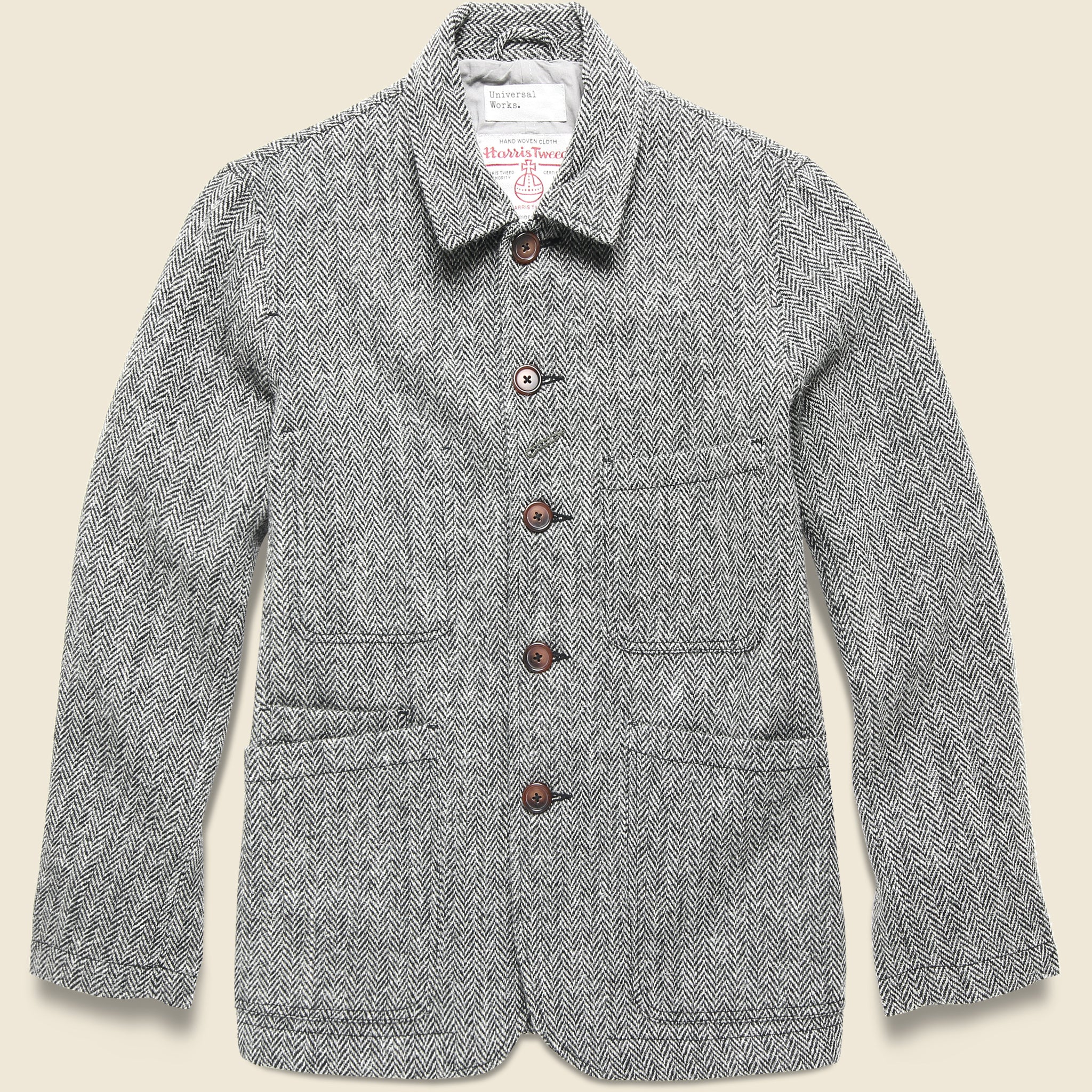 Harris Tweed Bakers Jacket - Grey Herringbone