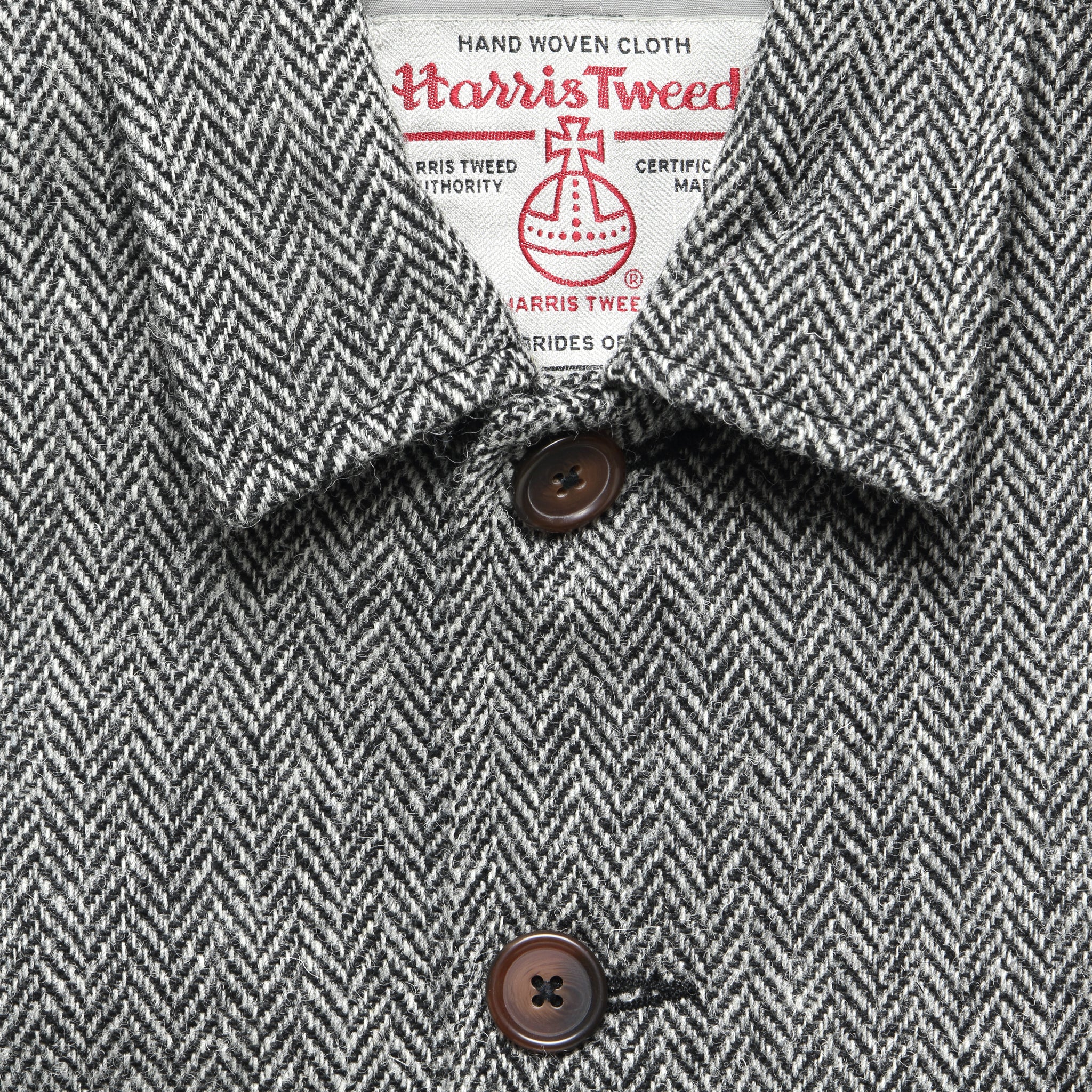 Harris Tweed Bakers Jacket - Grey Herringbone - Image 3