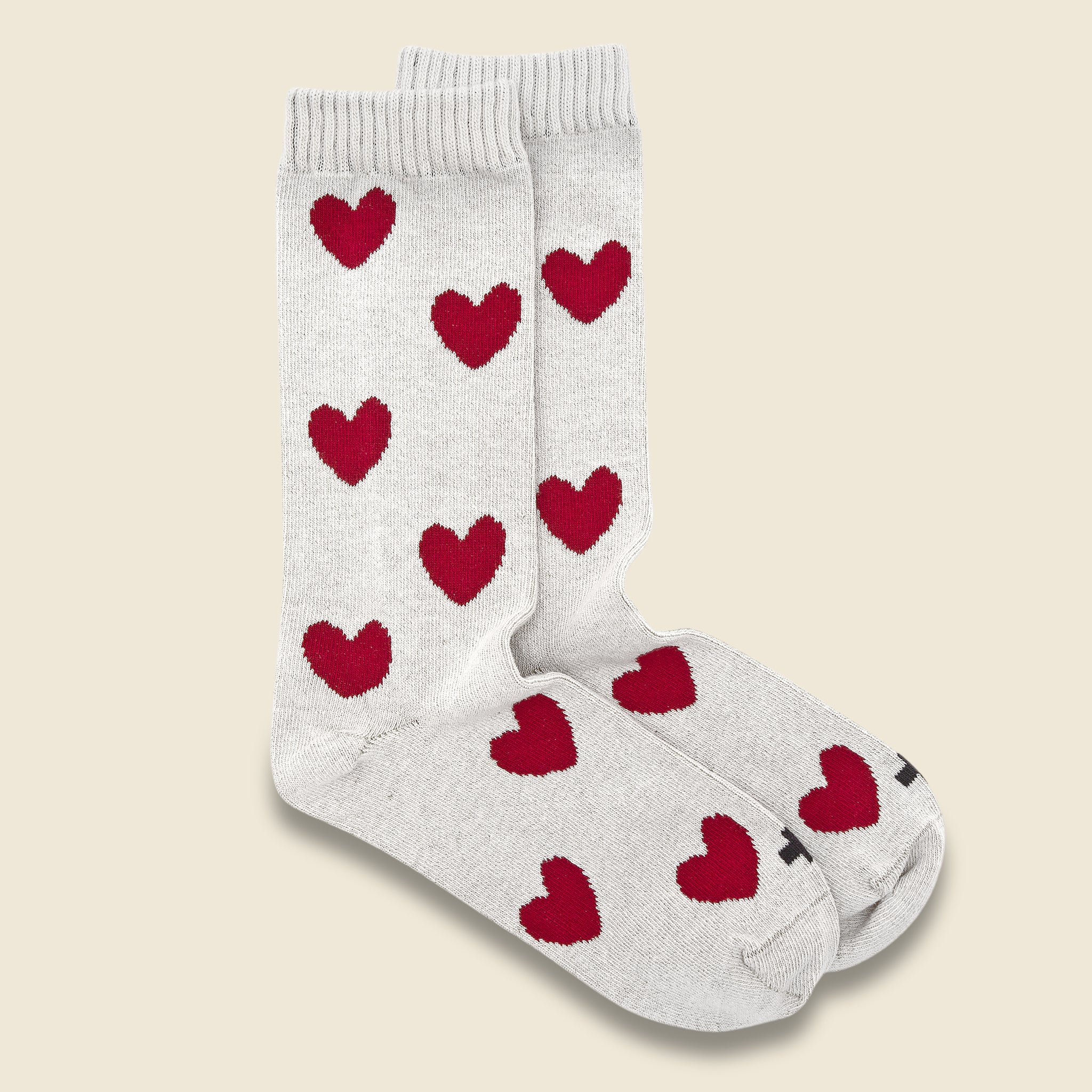 Heart Socks - Natural/Red