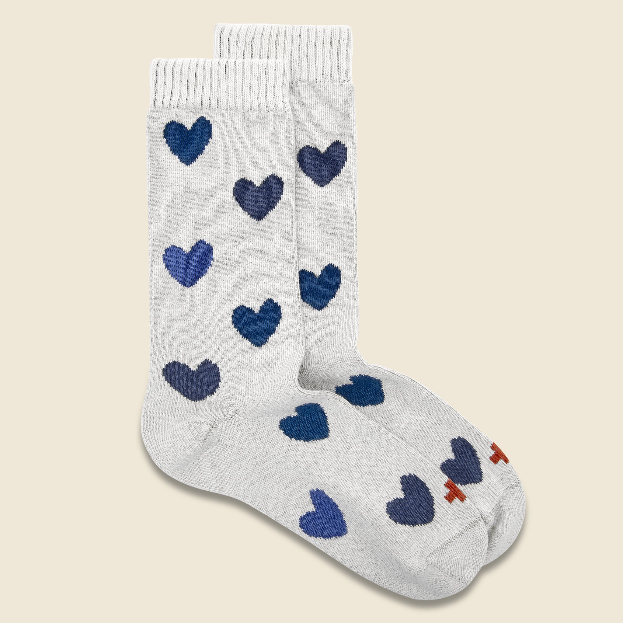 Heart Socks - Natural/Blue