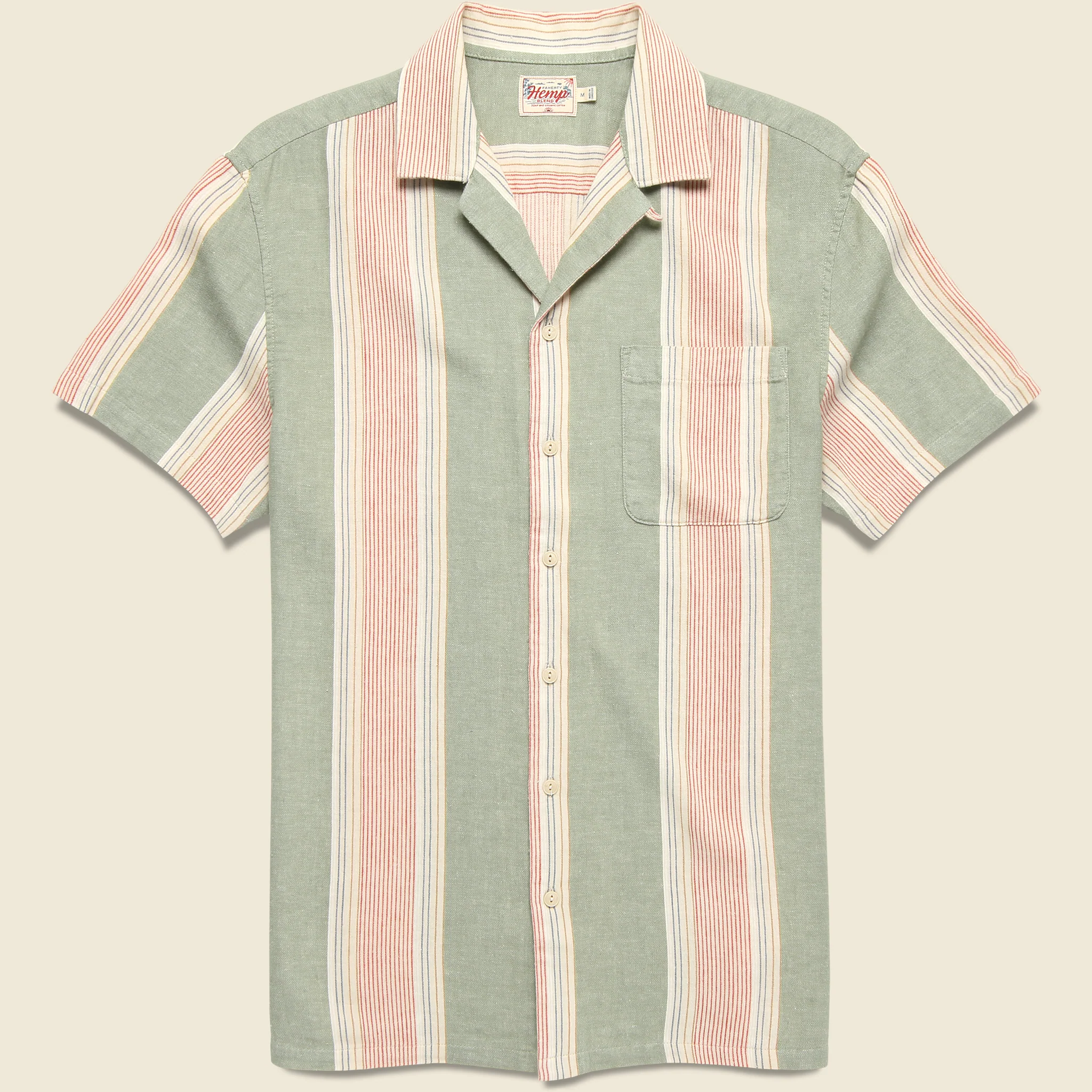 Hemp Blend Camp Shirt - Forest Isle Stripe