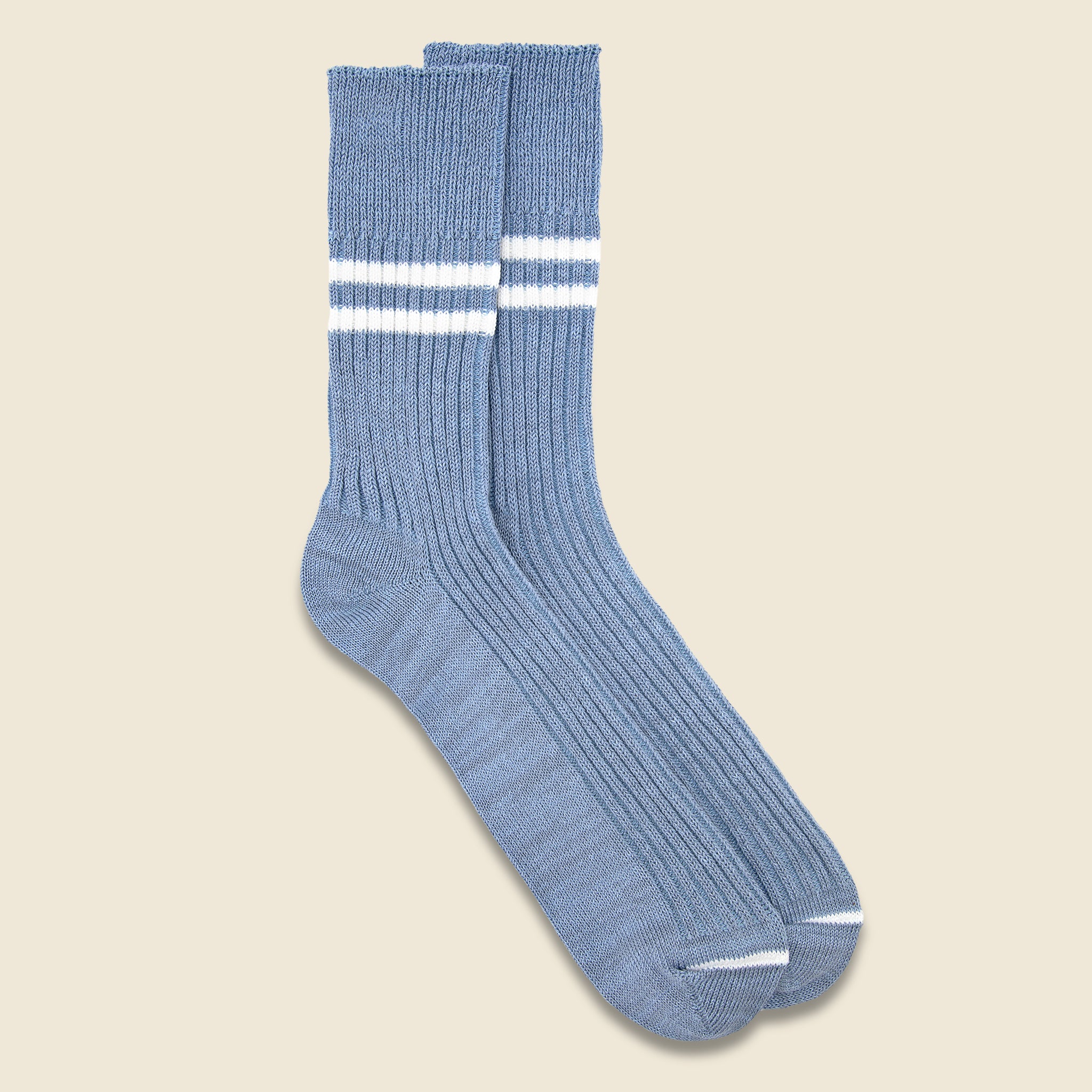 Hemp Organic Cotton Stripe Sock - Morning Blue/White