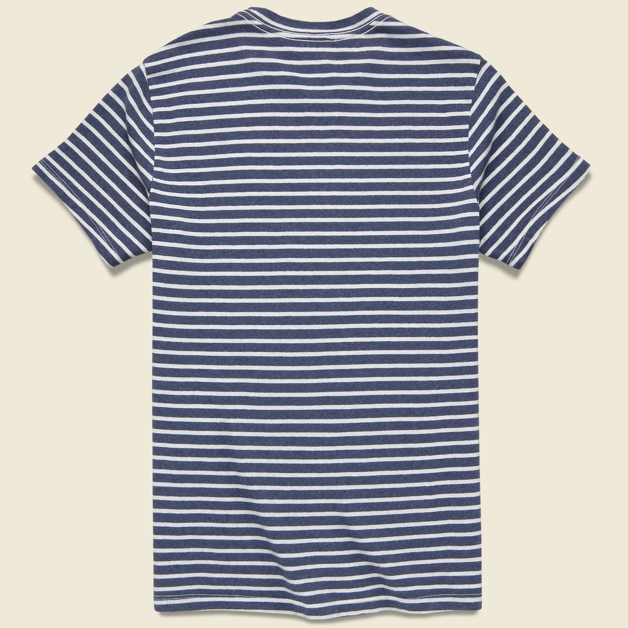 Hemp Stripe Crew Tee - Marine/White - Image 2