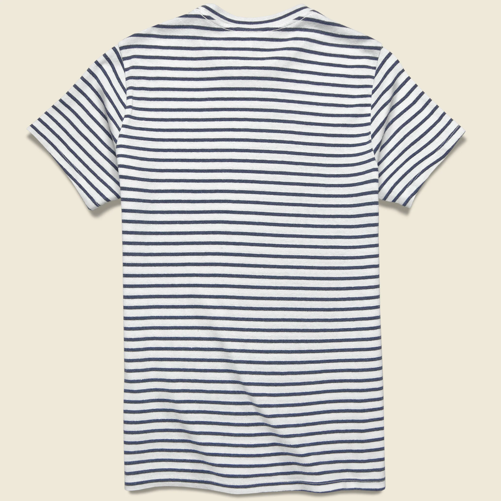 Hemp Stripe Crew Tee - White/Marine - Image 2