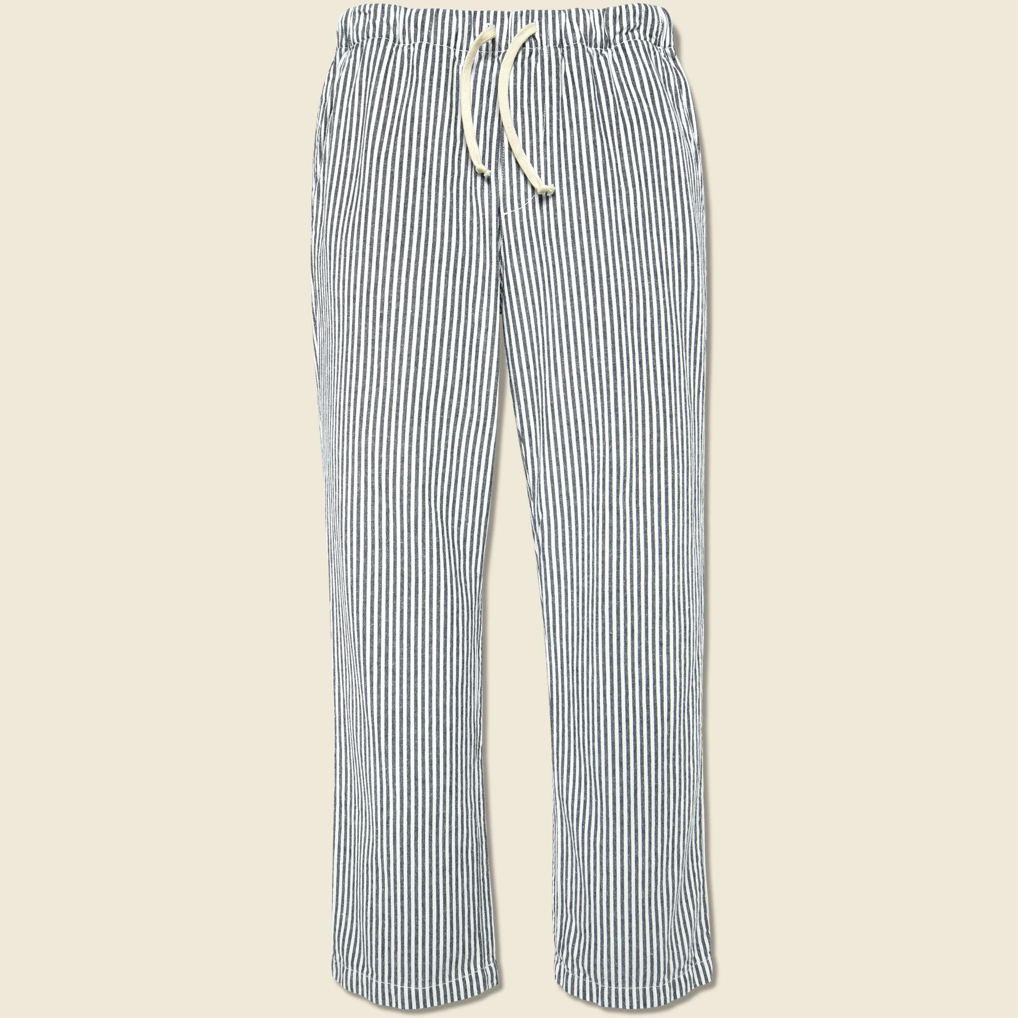 Hemp Stripe Easy Chino - Natural/Navy