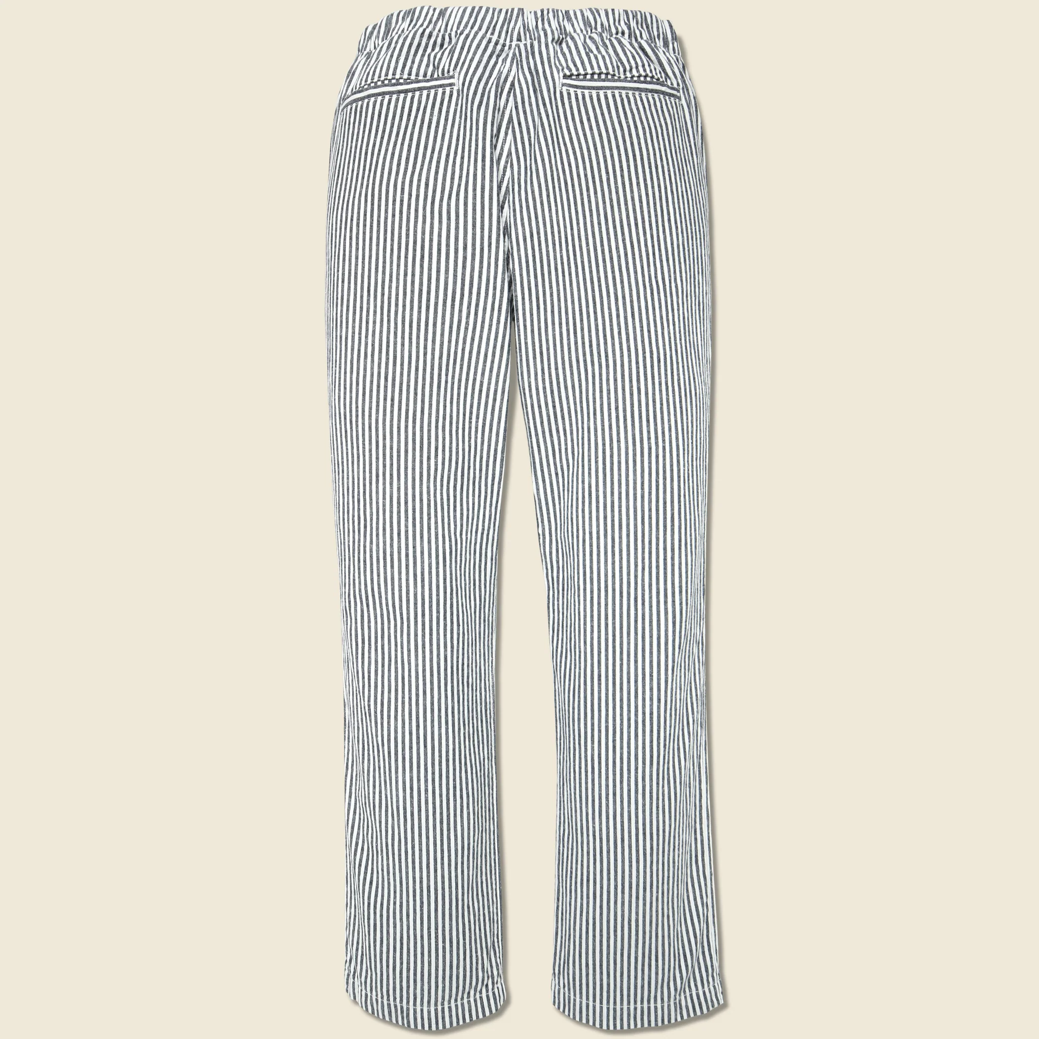 Hemp Stripe Easy Chino - Natural/Navy - Image 2