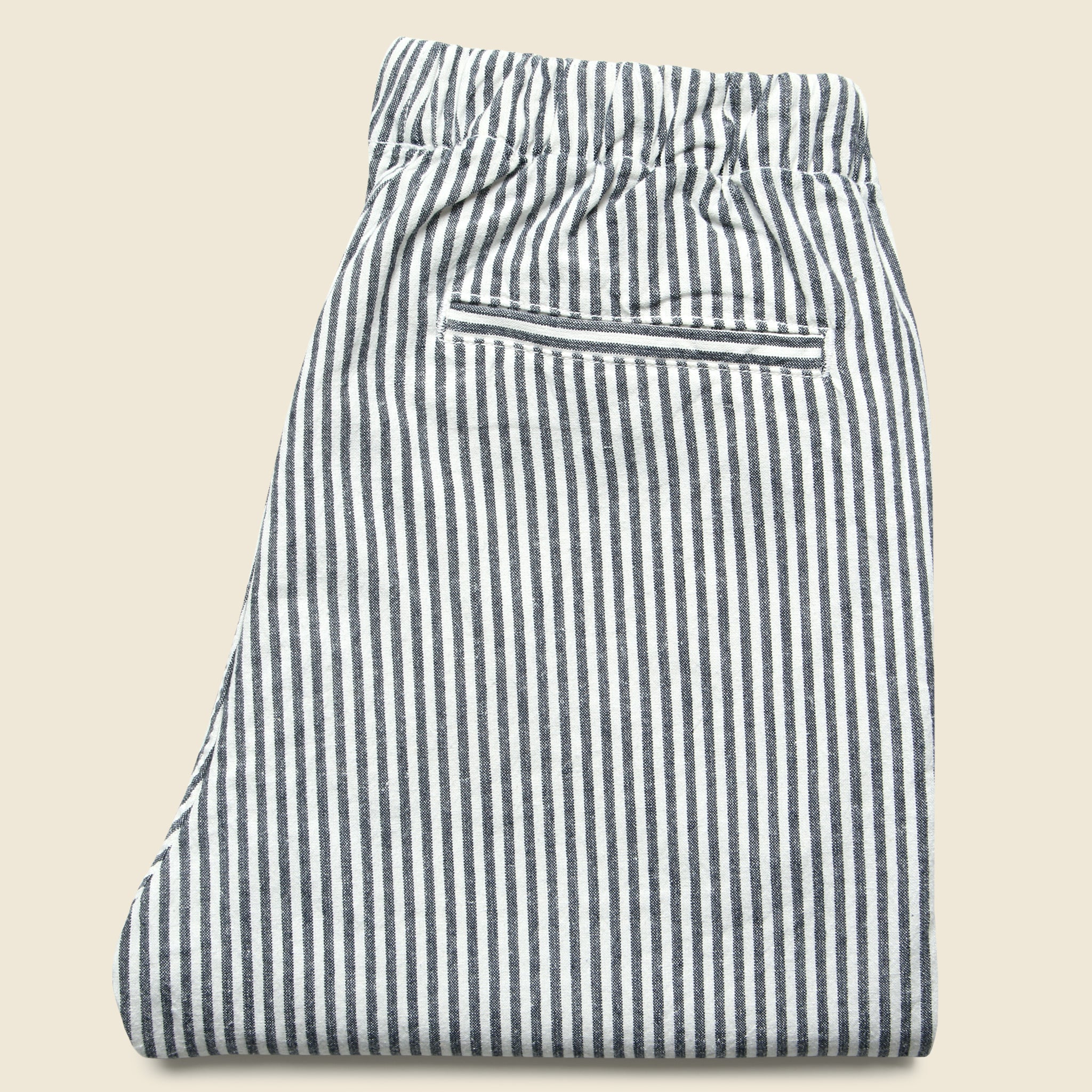 Hemp Stripe Easy Chino - Natural/Navy - Image 3
