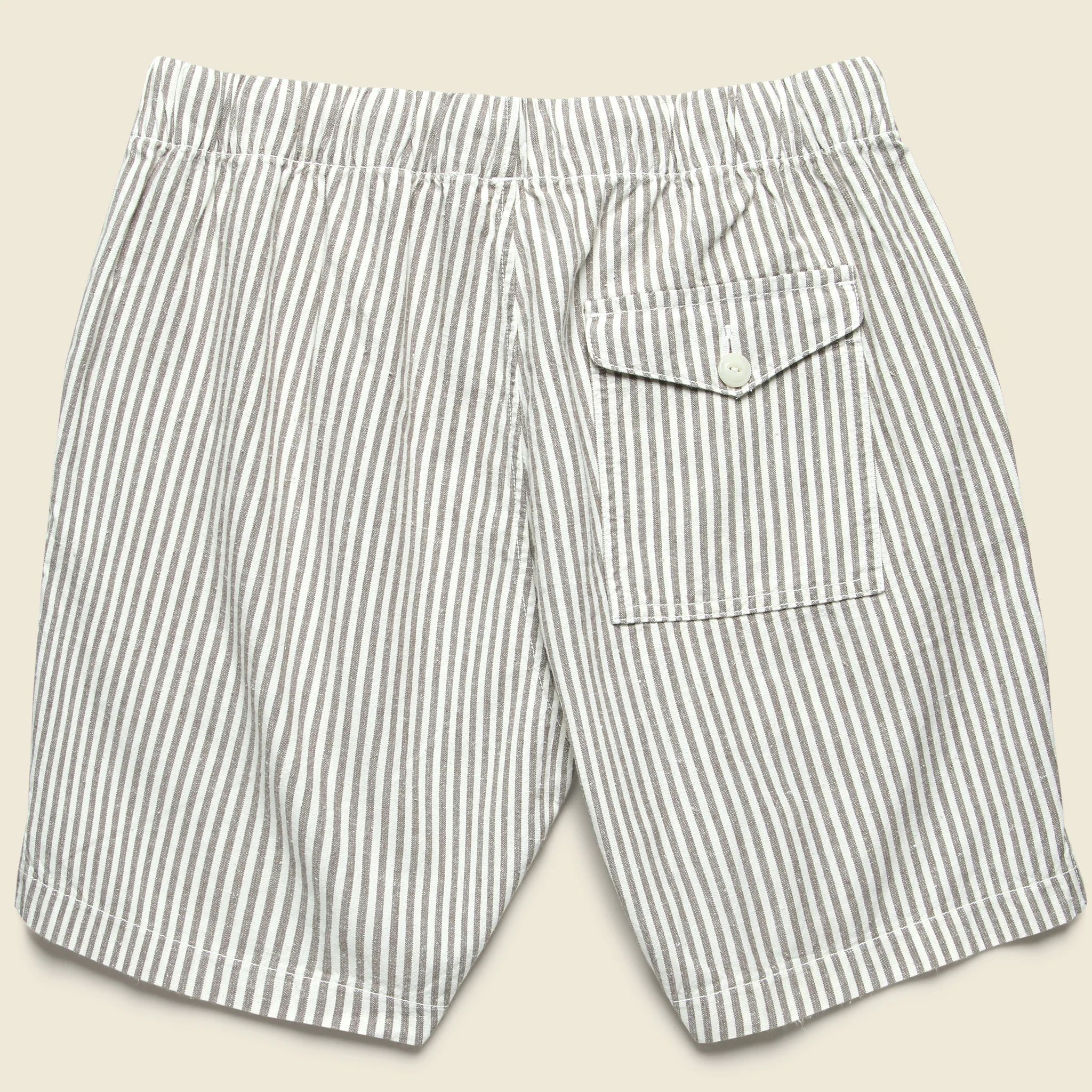 6" Hemp Stripe Easy Shorts - Natural/Grey - Image 3