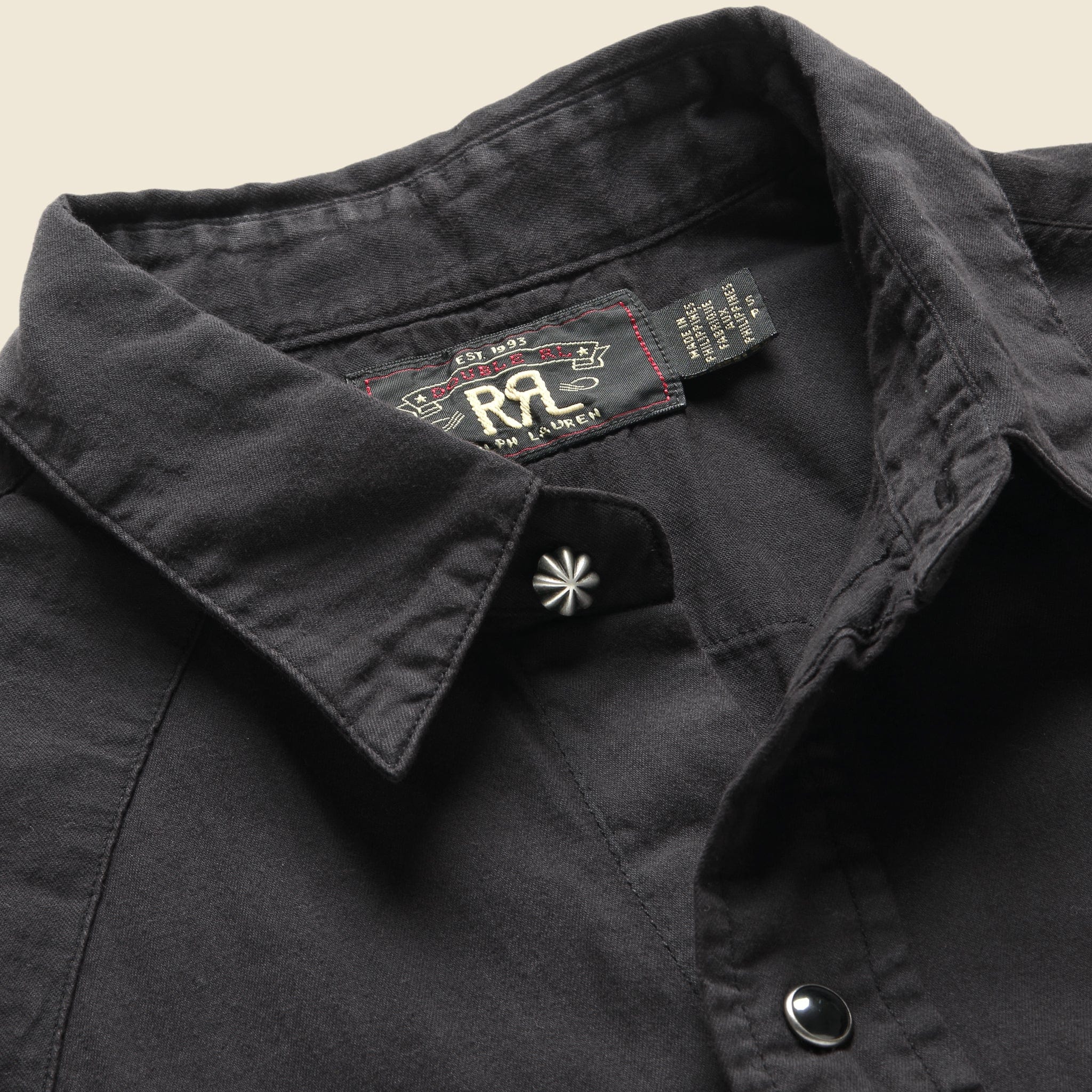 Slim Fit Twill Western Shirt - Black - Image 3