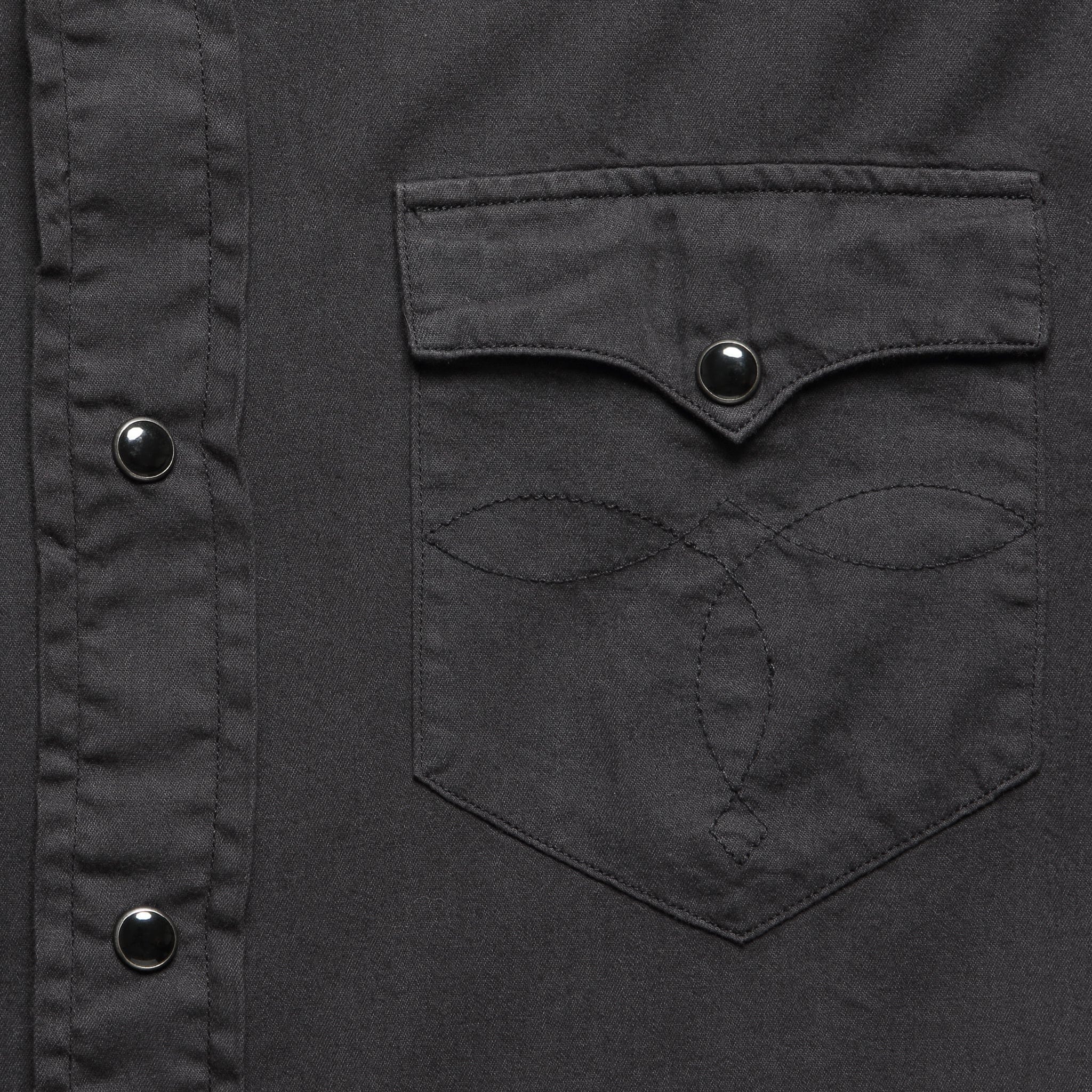 Slim Fit Twill Western Shirt - Black - Image 4