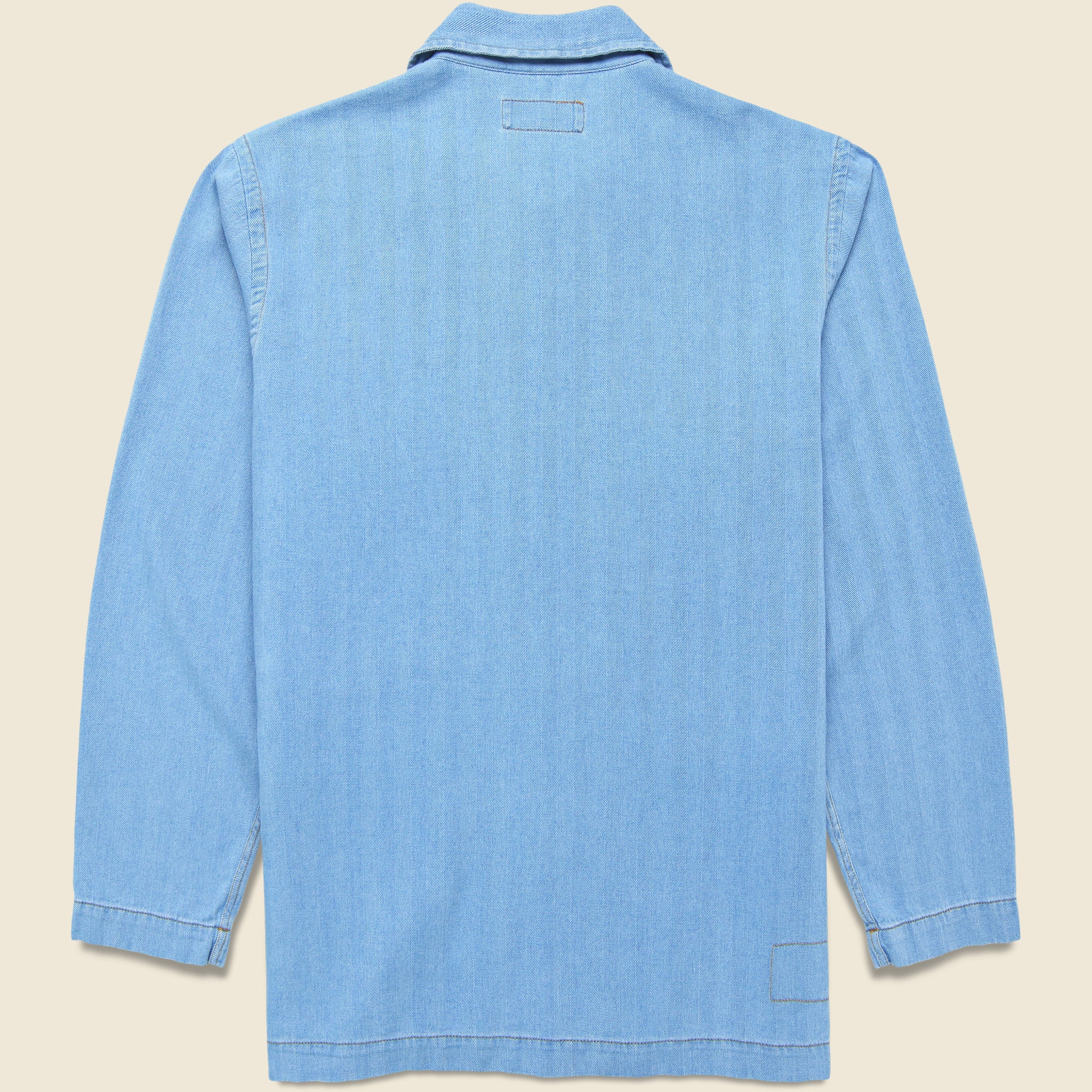 Herringbone Bakers Overshirt - Washed Indigo - Image 2