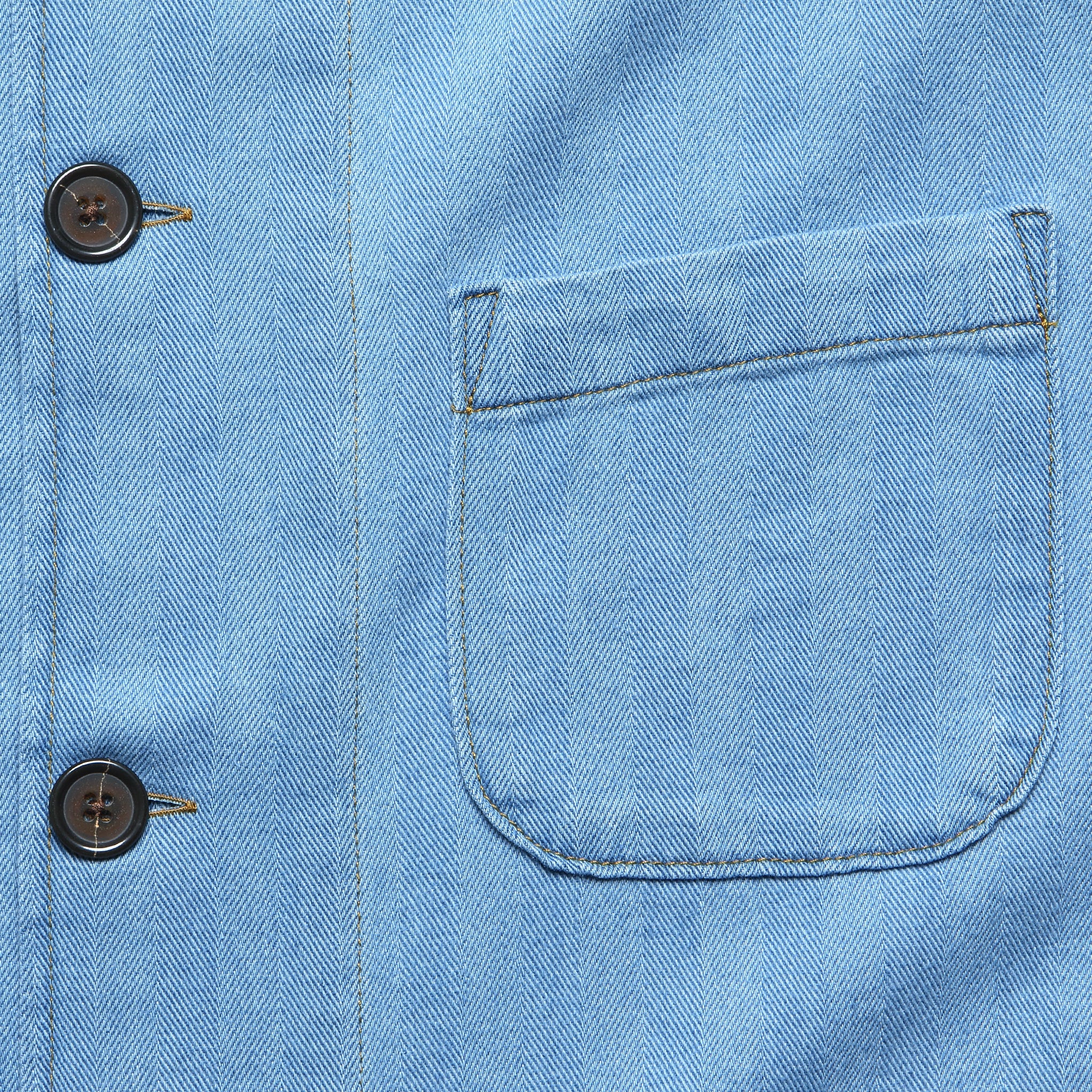 Herringbone Bakers Overshirt - Washed Indigo - Image 3