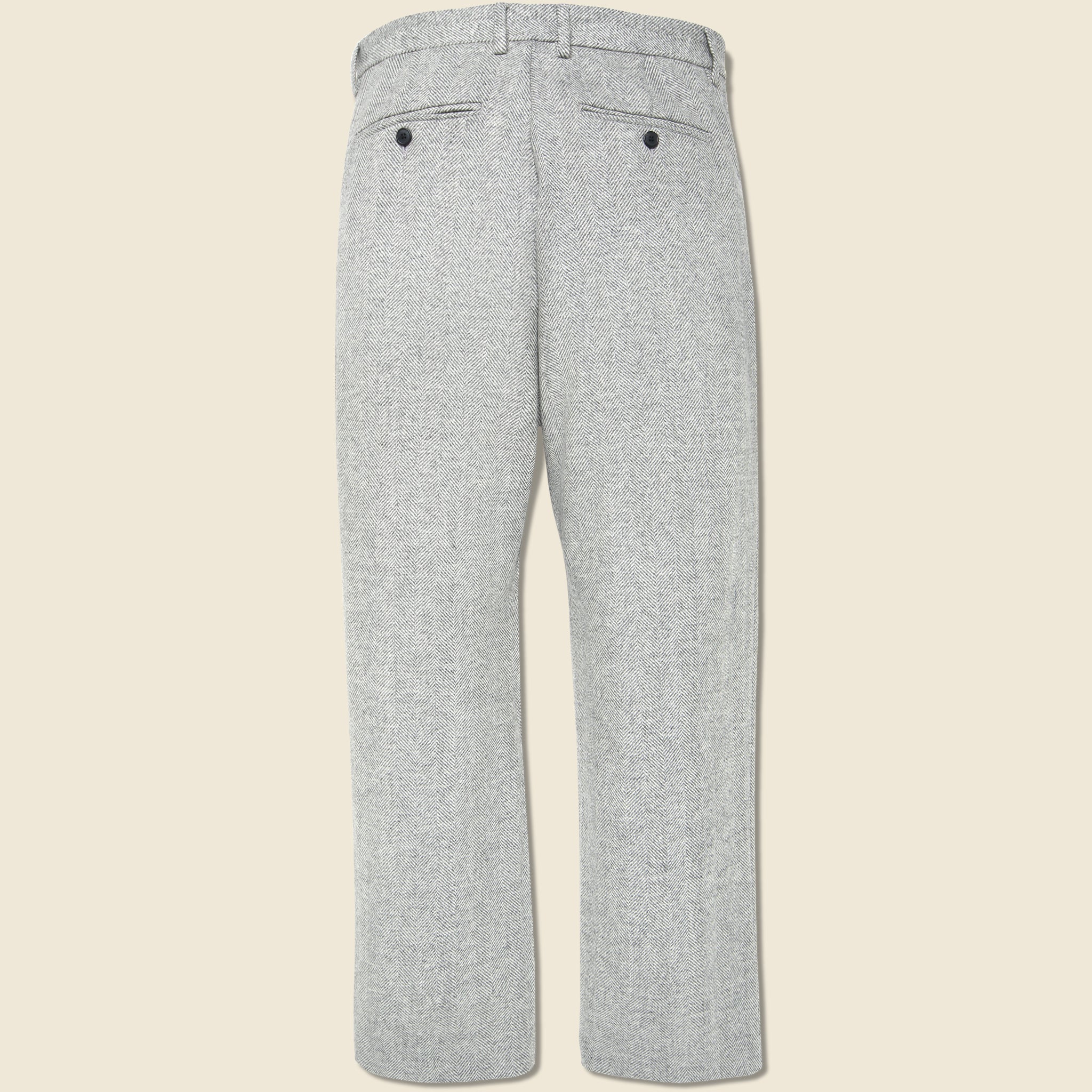 Herringbone Pleated Trouser - Grey - Image 2