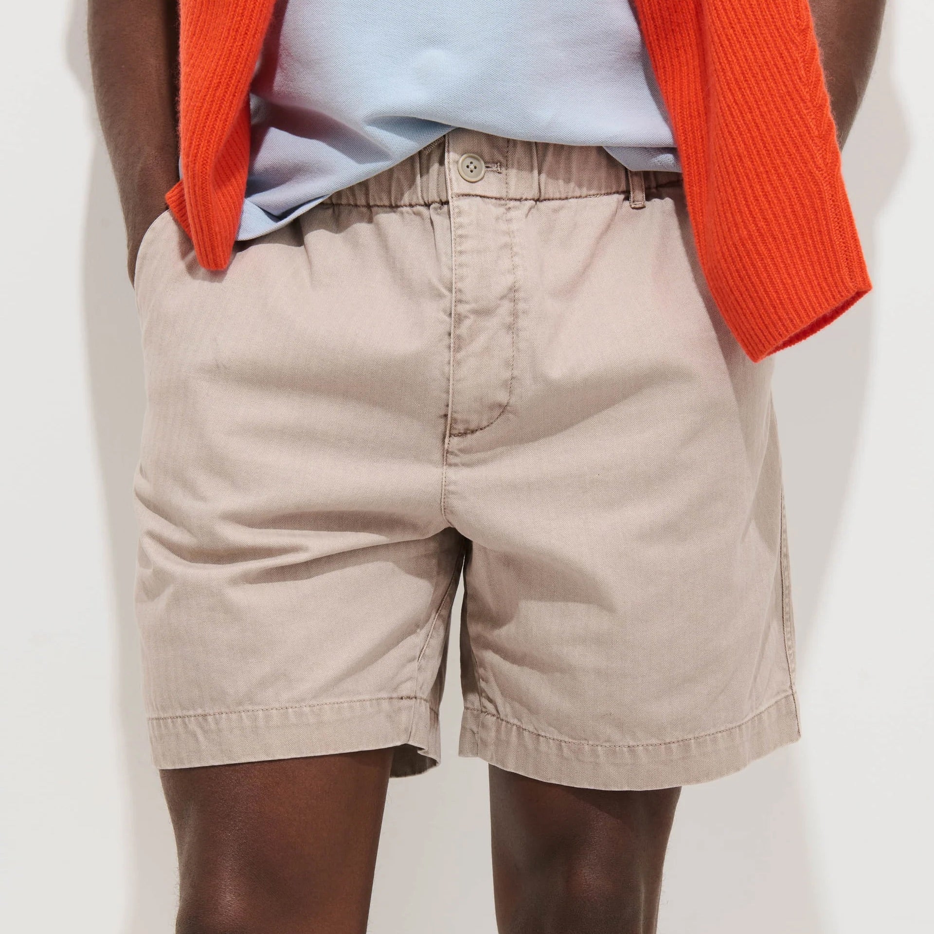 7" Herringbone Pull-On Shorts - Faded Grey - Image 2