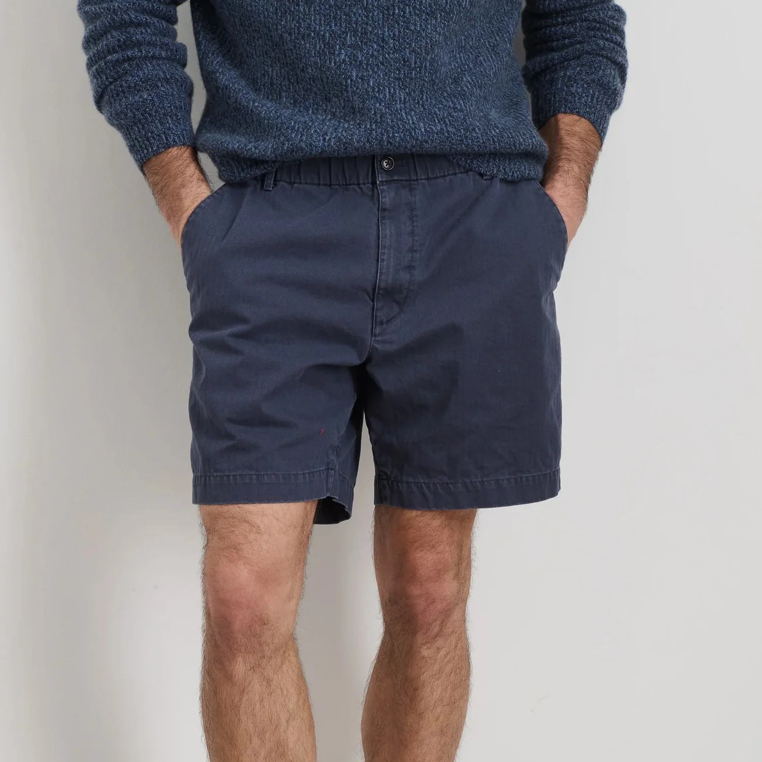 7" Herringbone Pull-On Shorts - Navy - Image 2