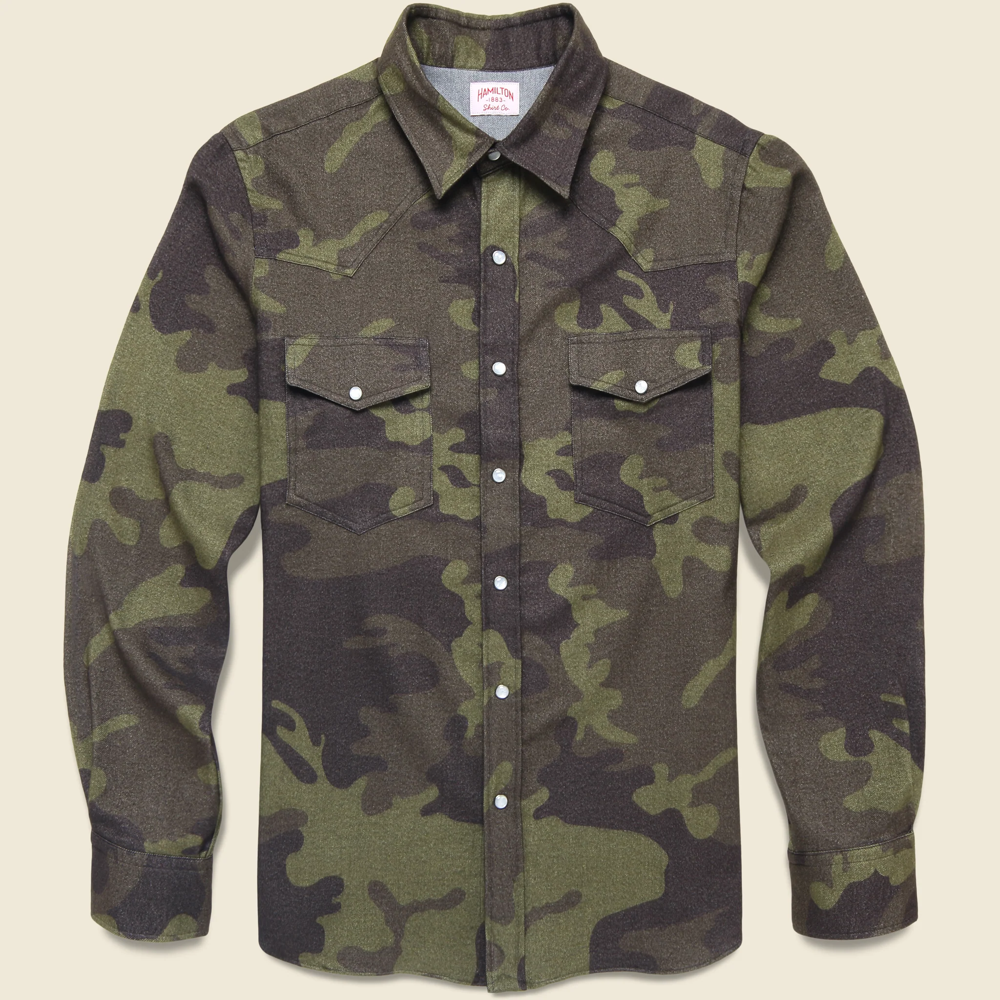 Herringbone Twill Westerm Shirt - Camo