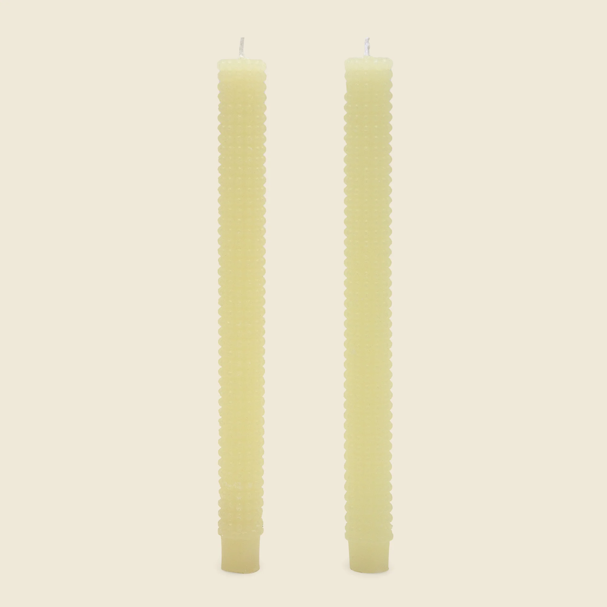 Hobnail Taper Candles Set of 2 - Cream
