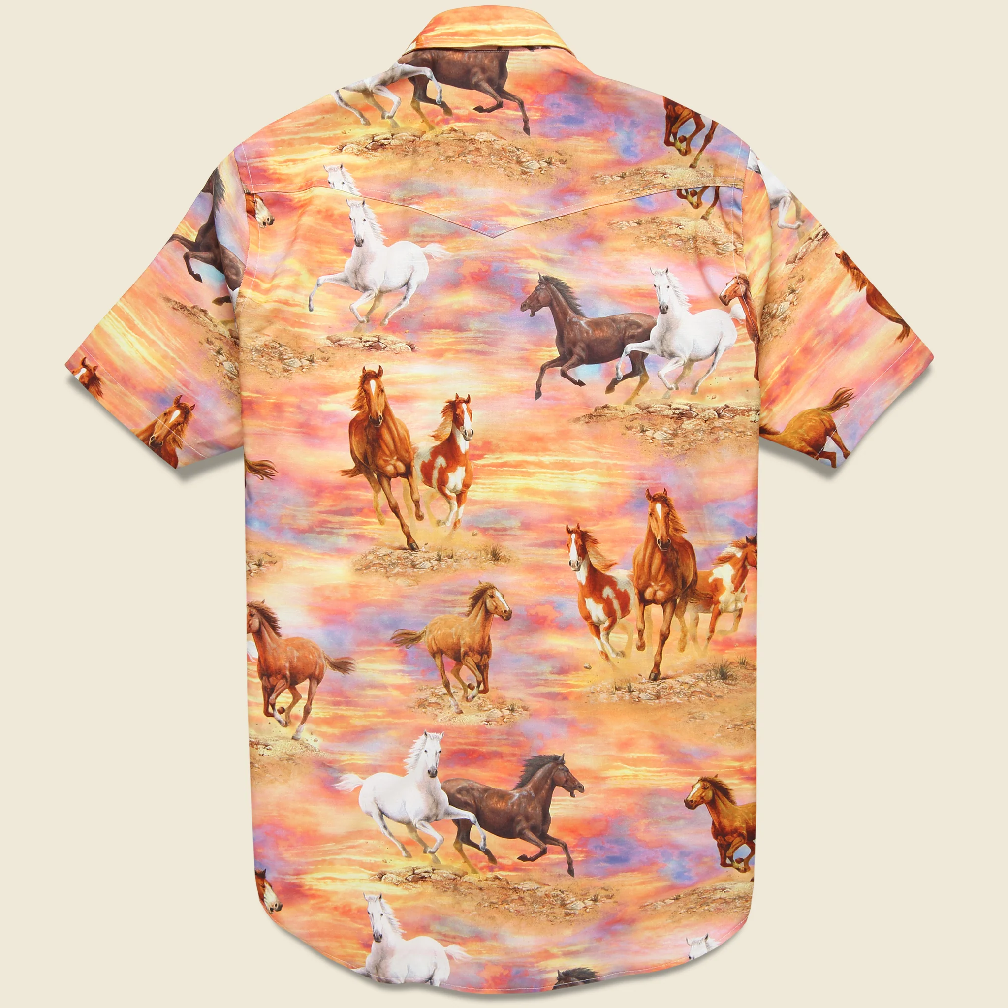 Horse Print Western Shirt - Sunset Orange - Image 2