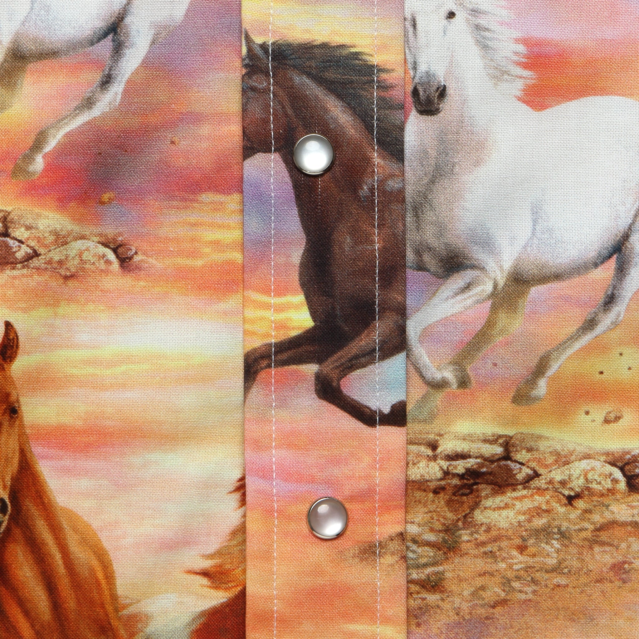 Horse Print Western Shirt - Sunset Orange - Image 3