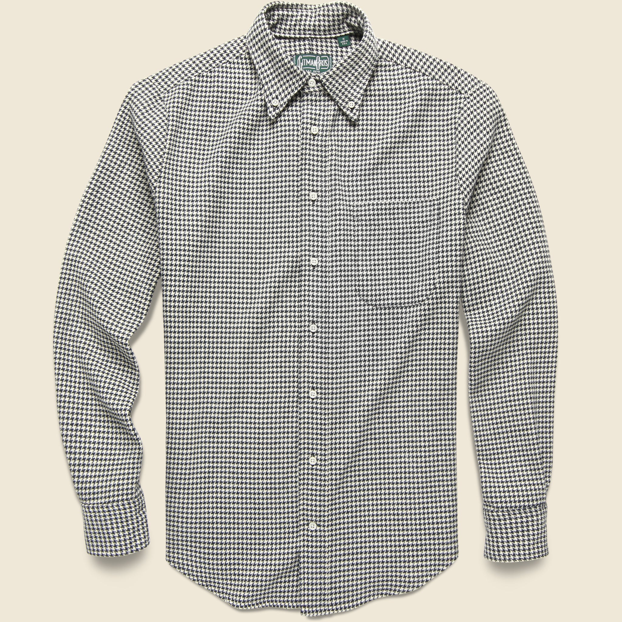Houndstooth Triple Twist Yarn Shirt - Black
