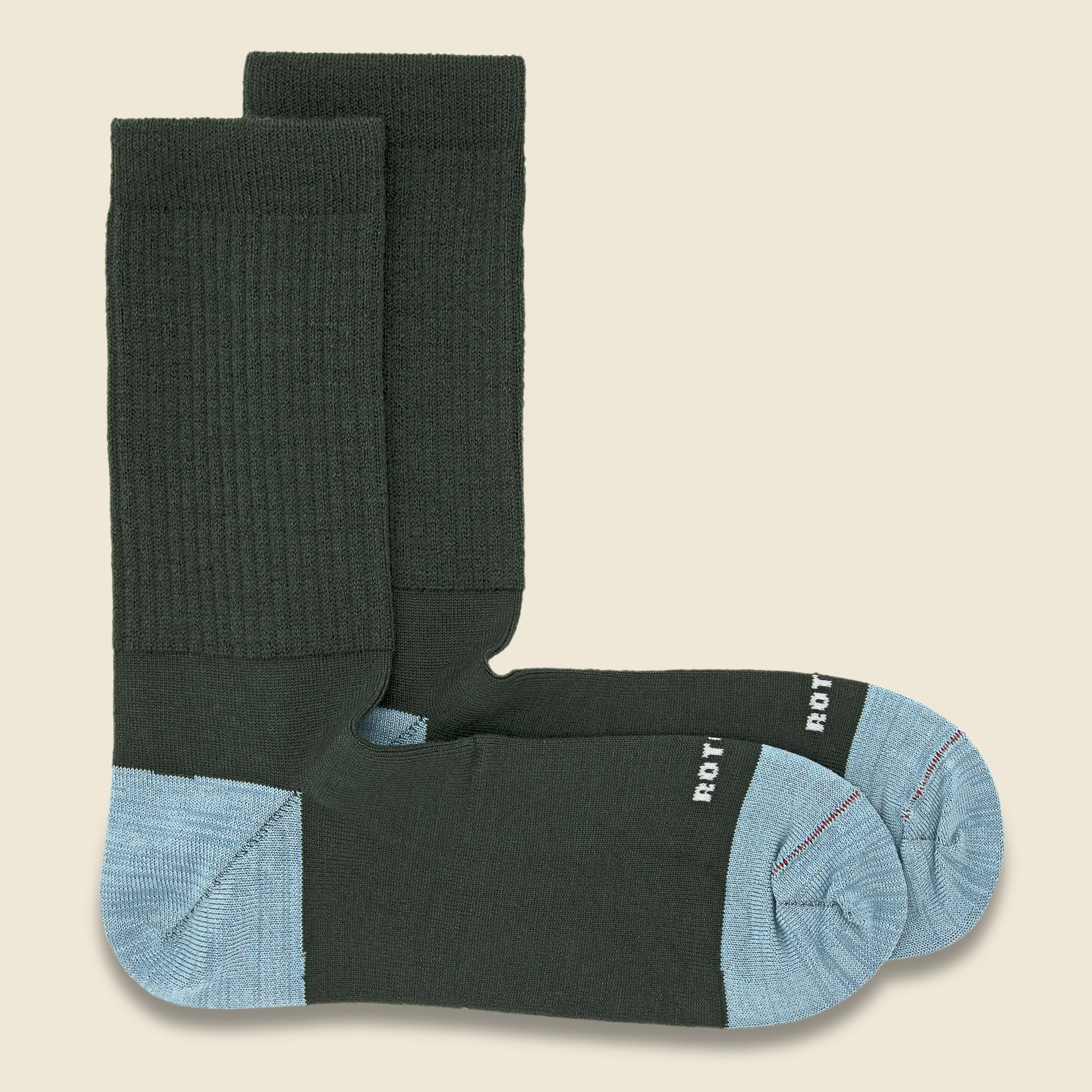 Hybrid Merino Wool Crew Sock - Dark Green/Sax
