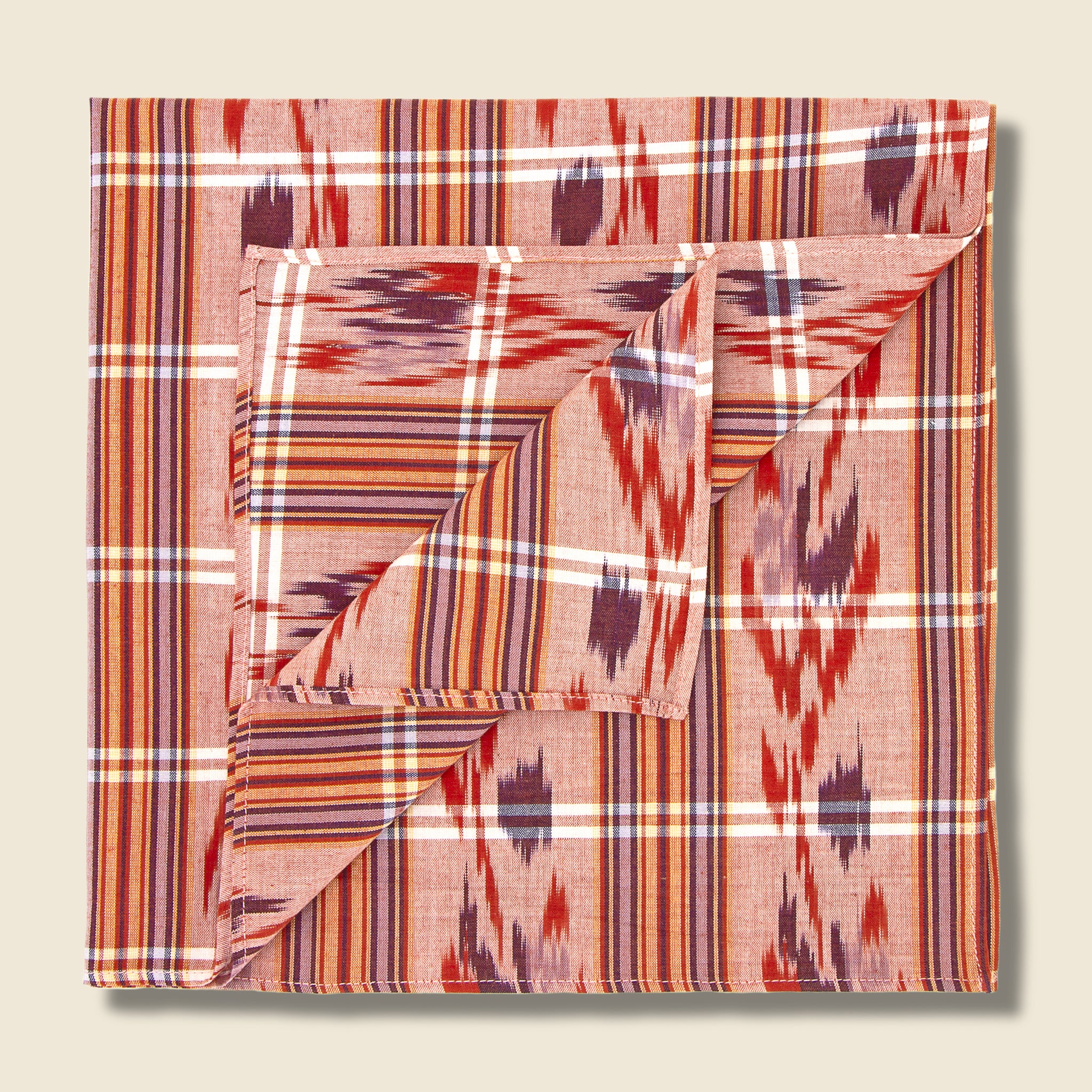Ikat Plaid Bandana  - Pink/Purple - Image 2